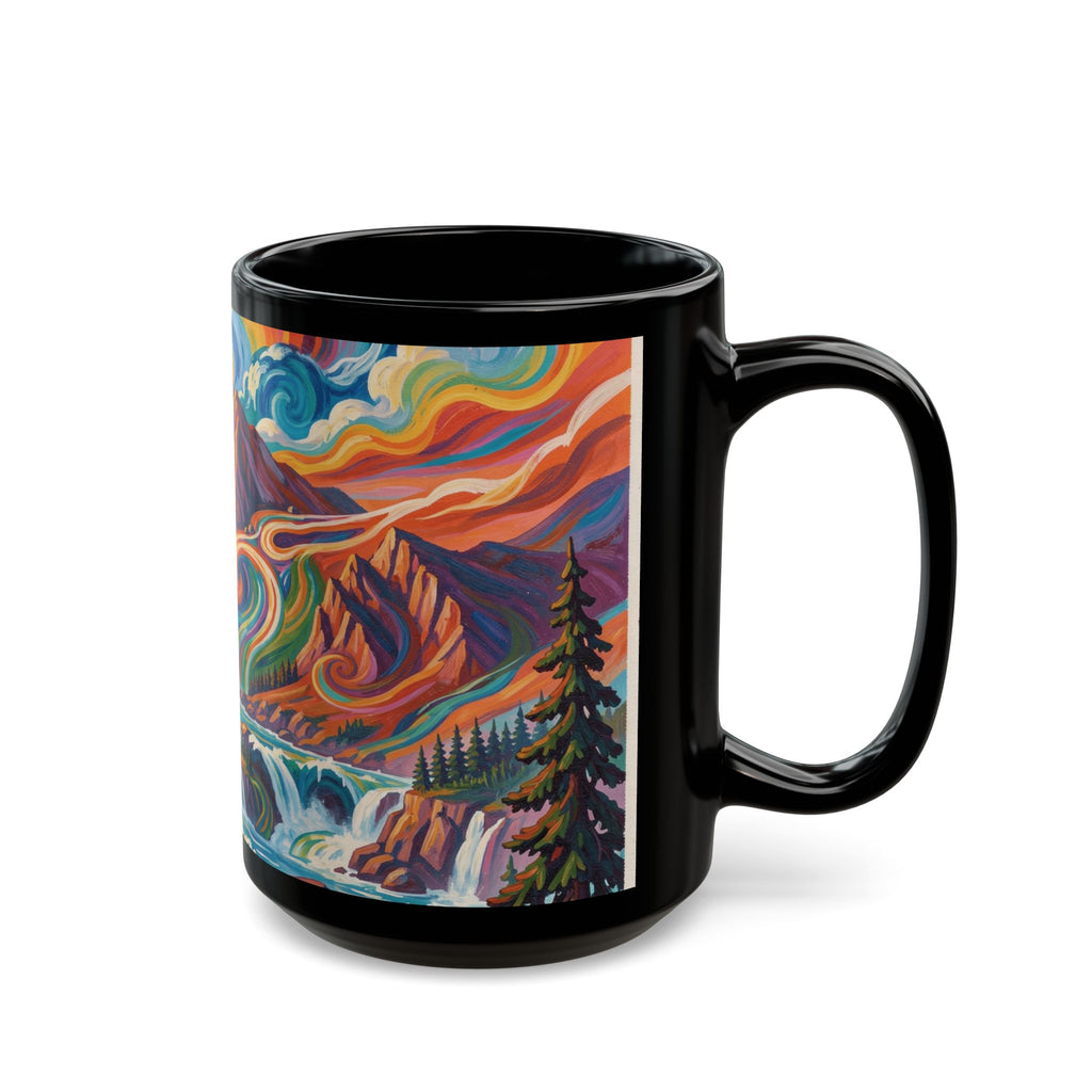 Pacific Northwest Abstract Mountain Scenery Mug | Bold PNW Art Ceramic Coffee