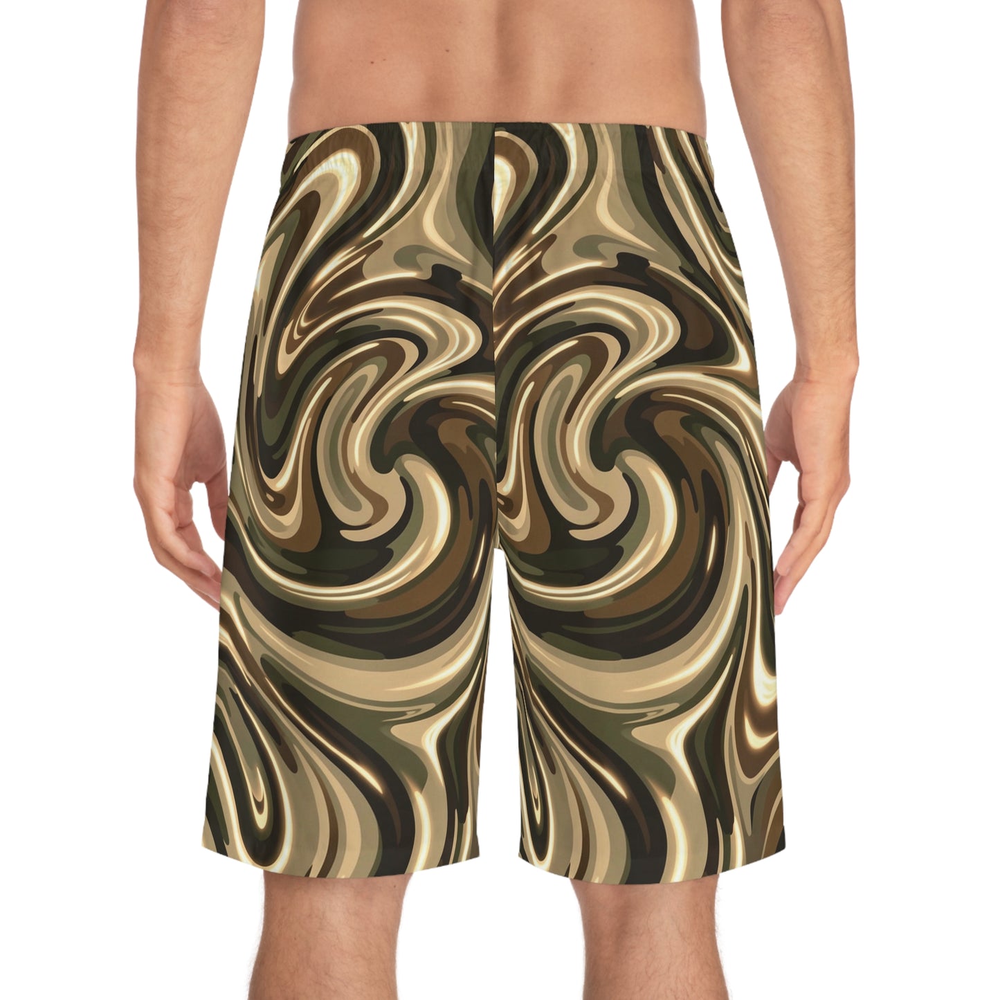 Men's Camouflage Board Shorts — Abstract Modern 'Hide Out on the Beach' Design