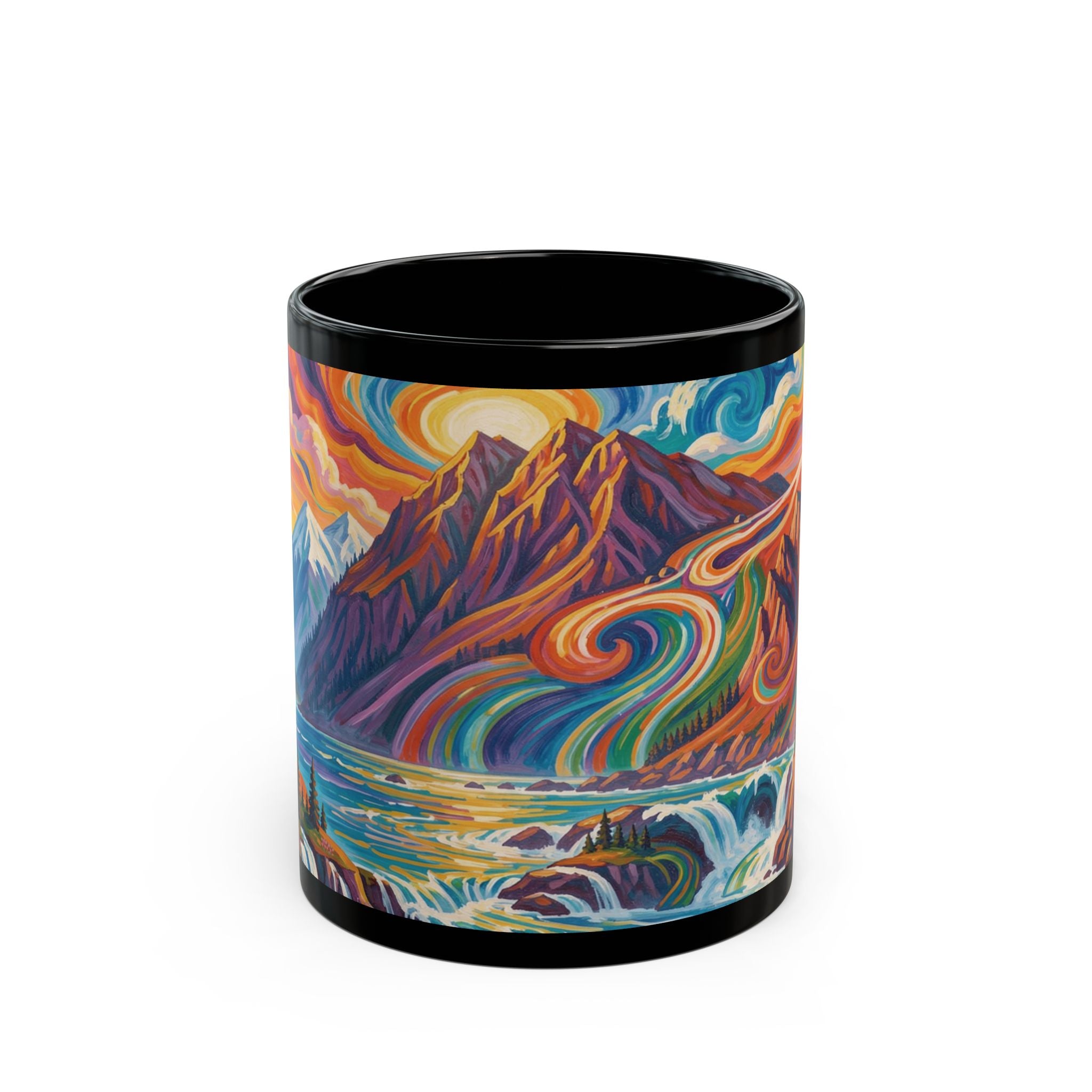Pacific Northwest Abstract Mountain Scenery Mug | Bold PNW Art Ceramic Coffee