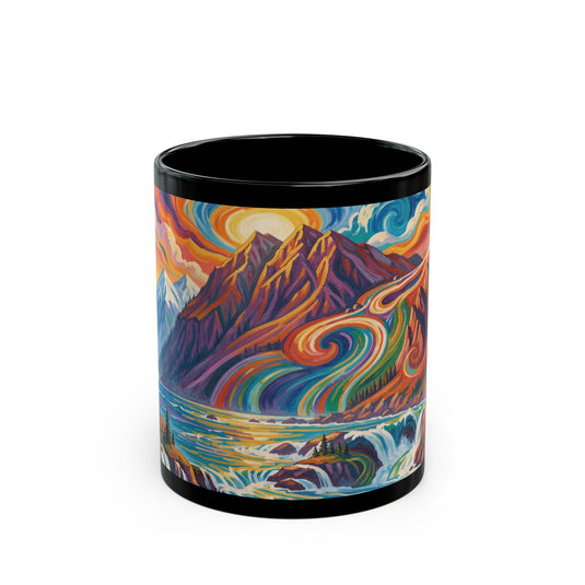 Pacific Northwest Abstract Mountain Scenery Mug | Bold PNW Art Ceramic Coffee
