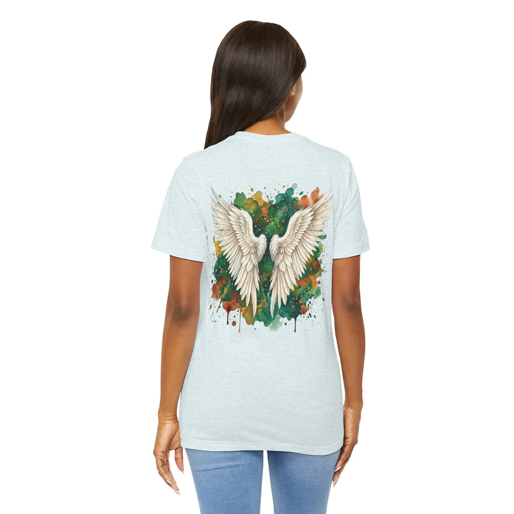 Angel Wings Watercolor Tee — Halo Front & Wing Back
