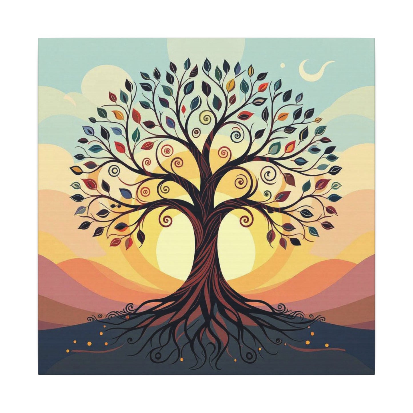 Boho Tree of Life Matte Canvas Print — Vibrant Stretched Wall Art