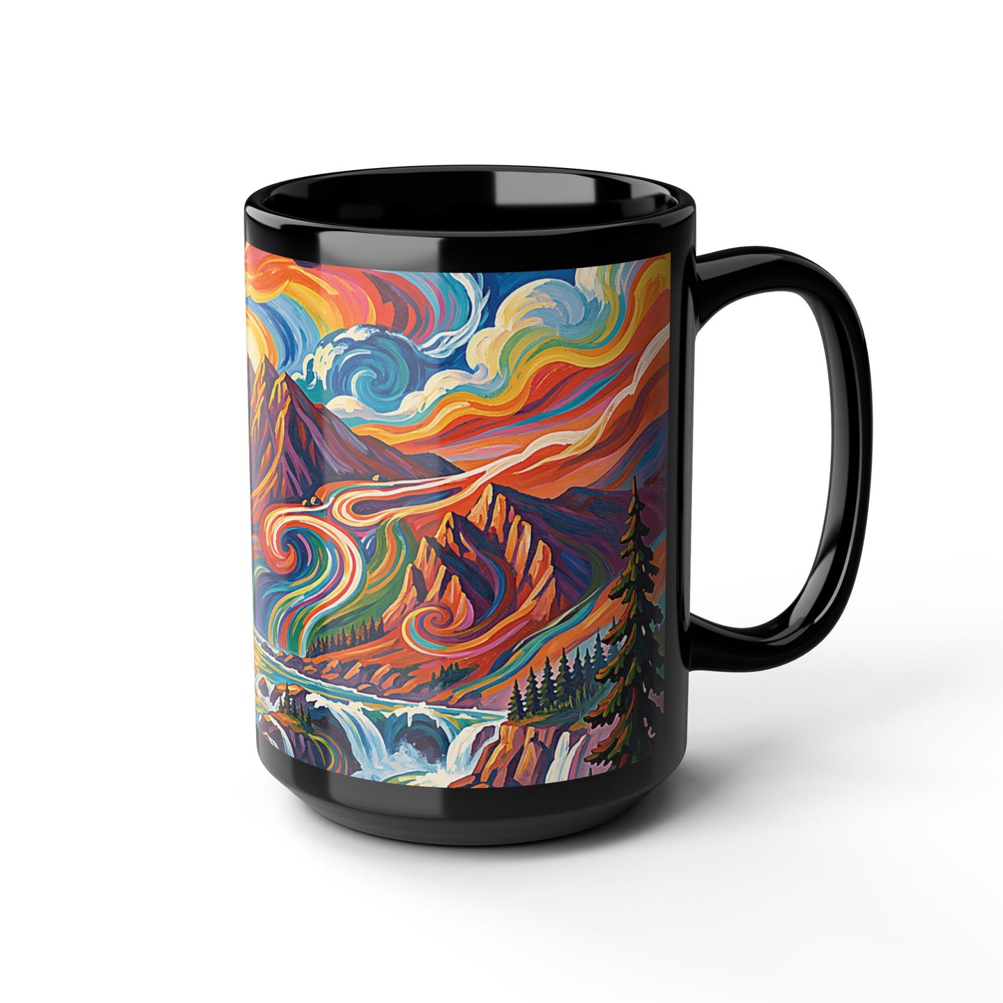 Pacific Northwest Abstract Mountain Scenery Mug | Bold PNW Art Ceramic Coffee