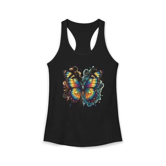 Watercolor Butterfly Racerback Tank | Vibrant Summer Butterfly Splash