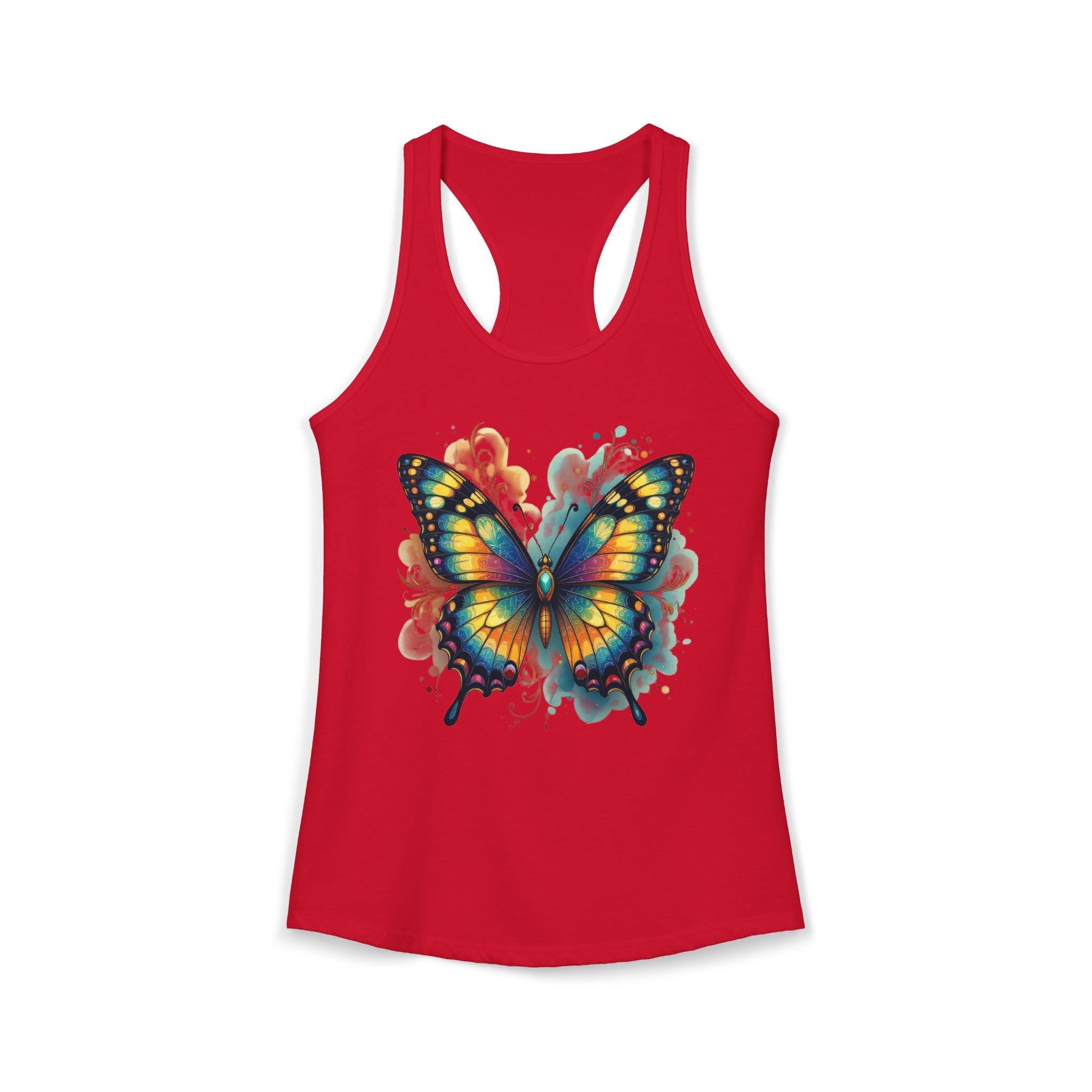 Watercolor Butterfly Racerback Tank | Vibrant Summer Butterfly Splash