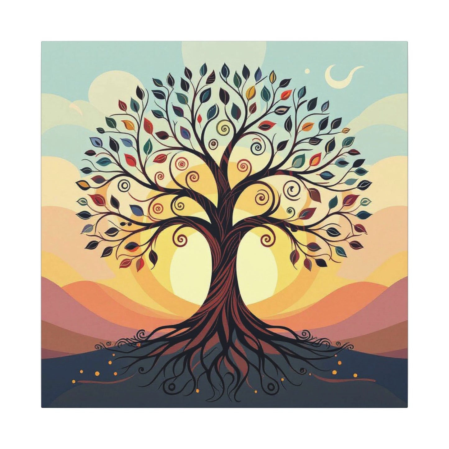 Boho Tree of Life Matte Canvas Print — Vibrant Stretched Wall Art