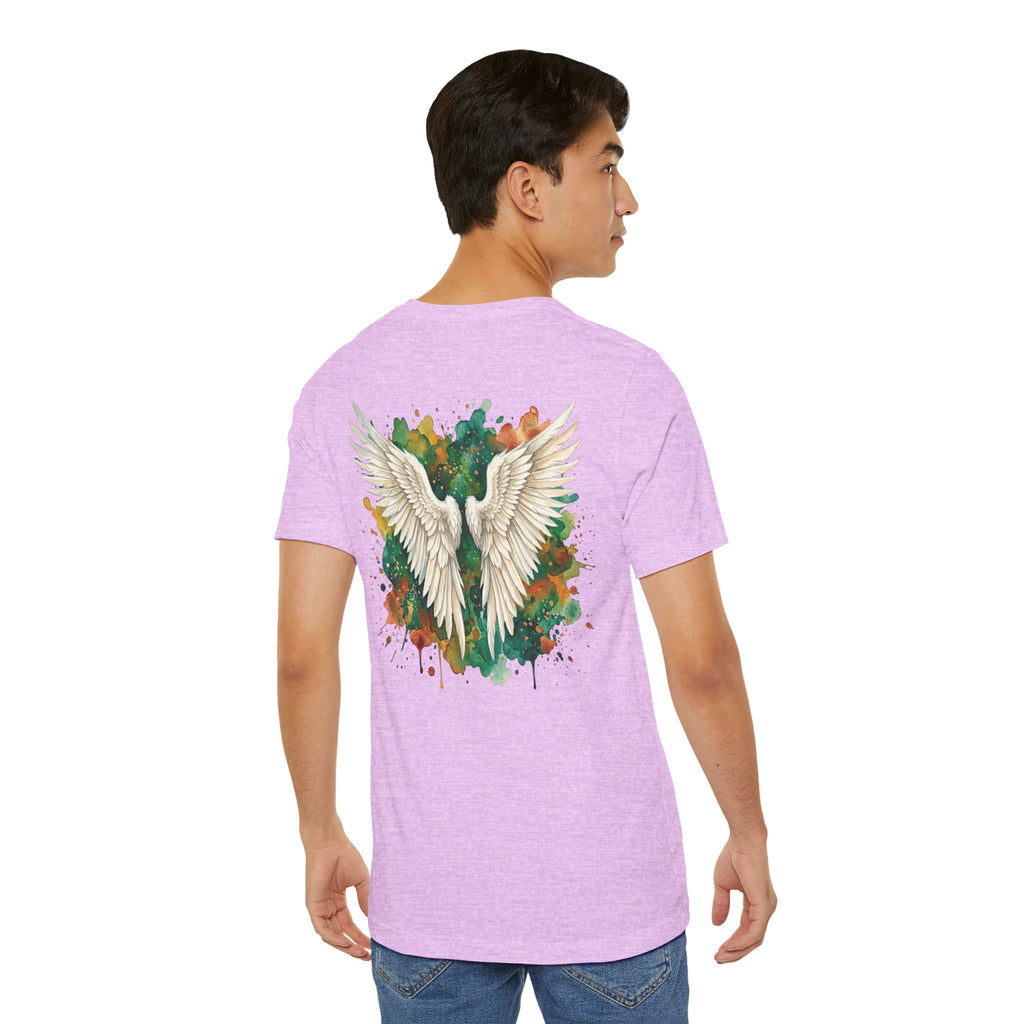 Angel Wings Watercolor Tee — Halo Front & Wing Back