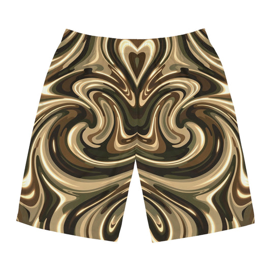 Men's Camouflage Board Shorts — Abstract Modern 'Hide Out on the Beach' Design