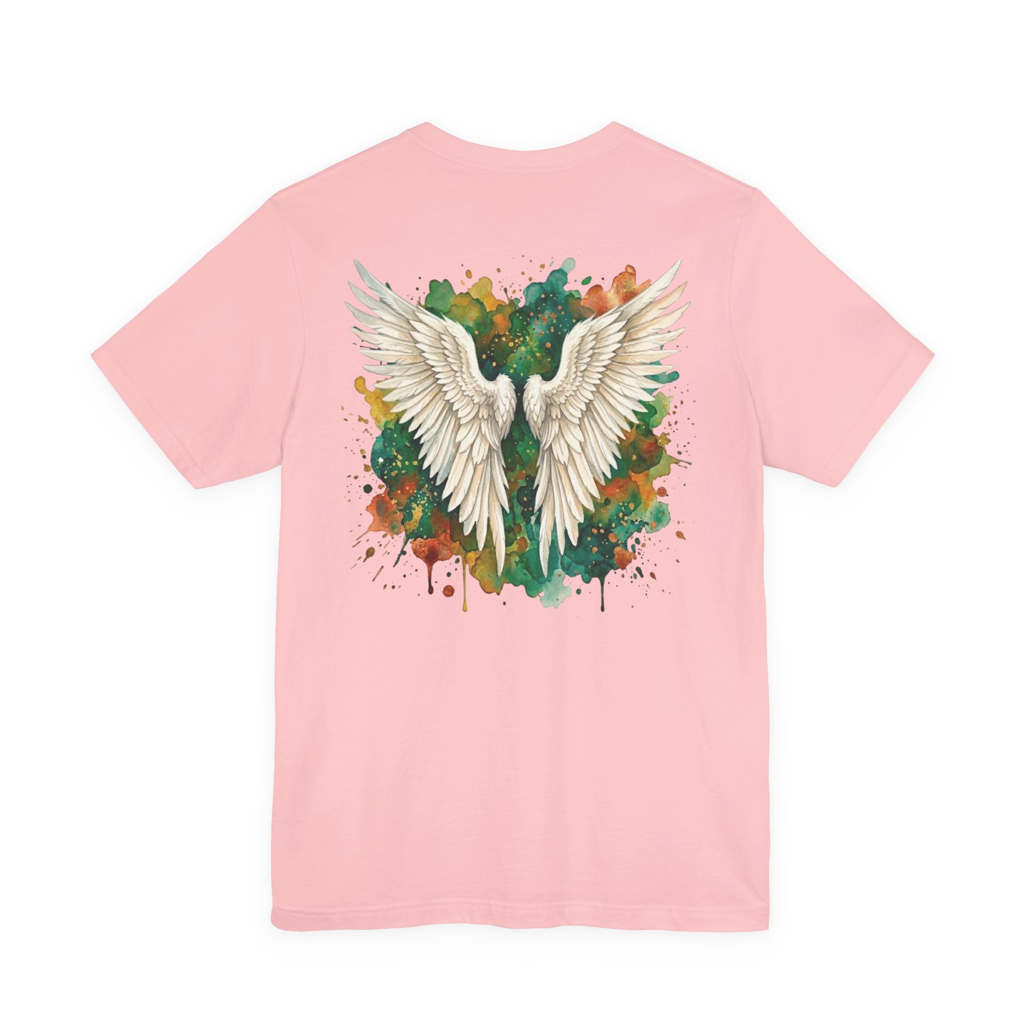 Angel Wings Watercolor Tee — Halo Front & Wing Back