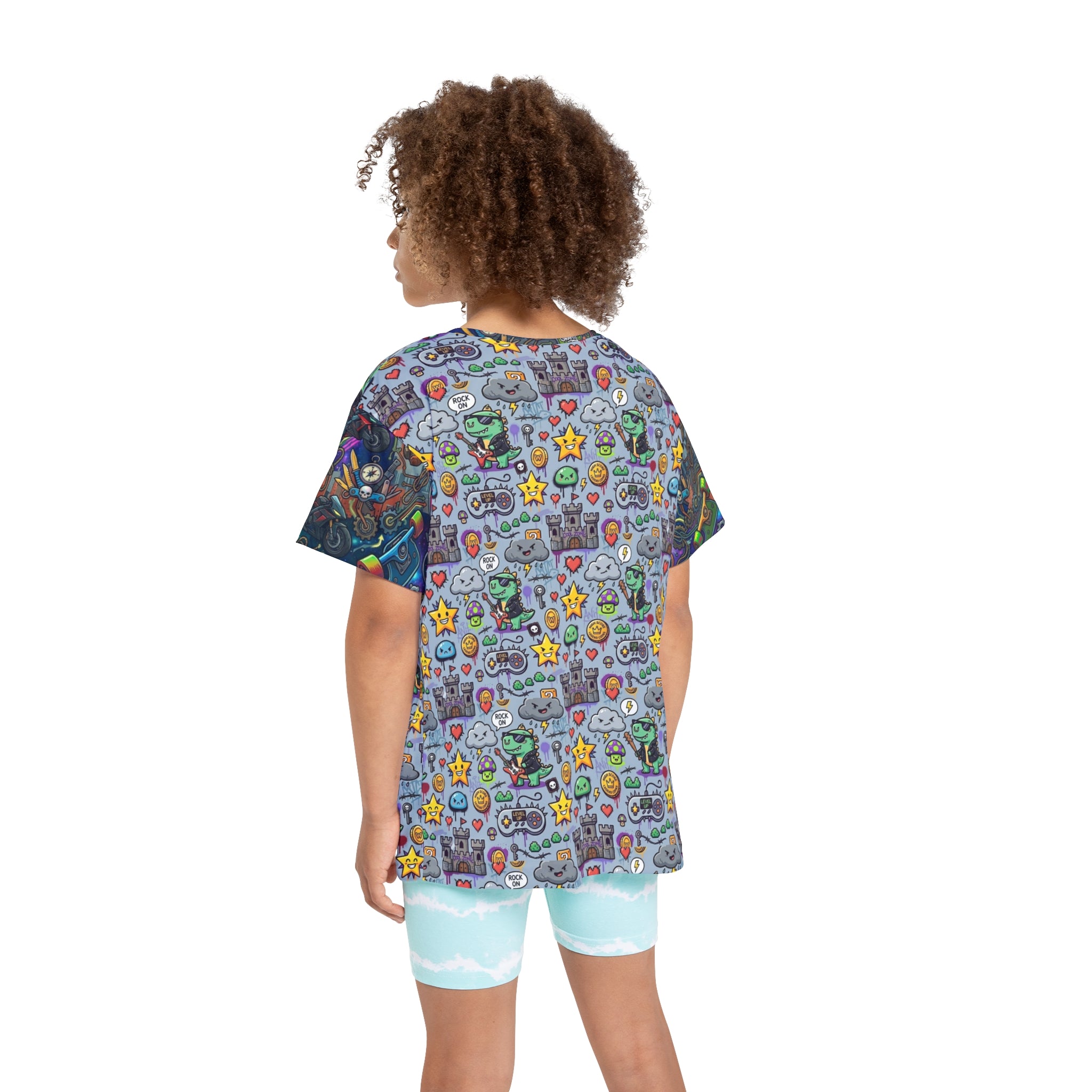 Kids Sports Jersey — Video Game Icons & Coins Graphic