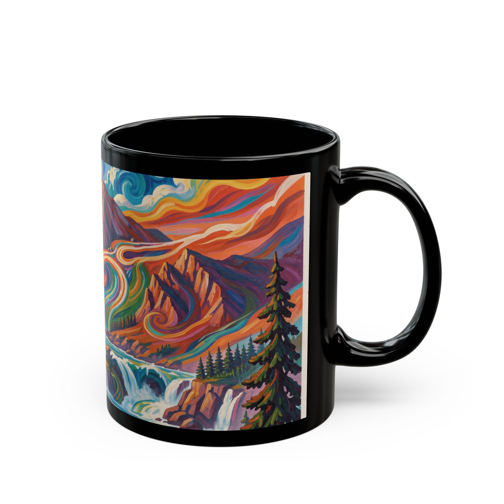 Pacific Northwest Abstract Mountain Scenery Mug | Bold PNW Art Ceramic Coffee