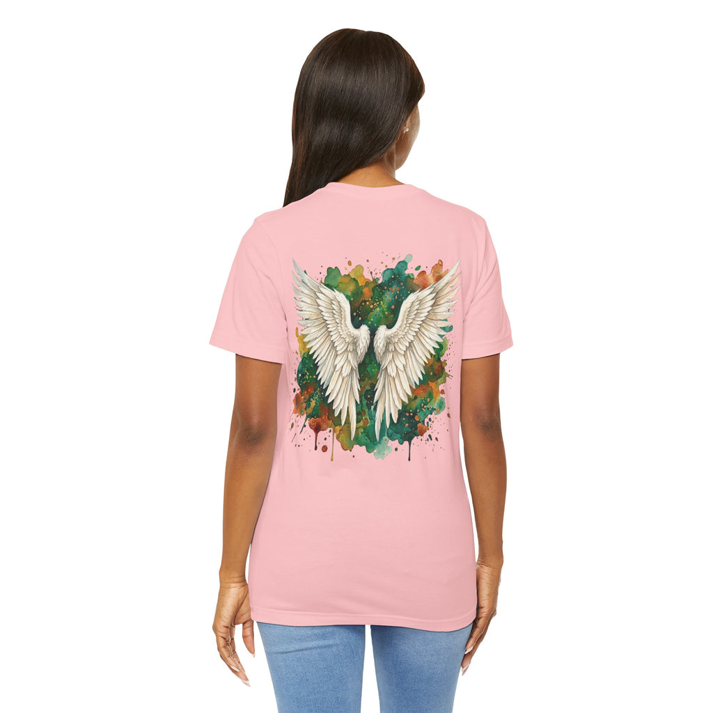 Angel Wings Watercolor Tee — Halo Front & Wing Back