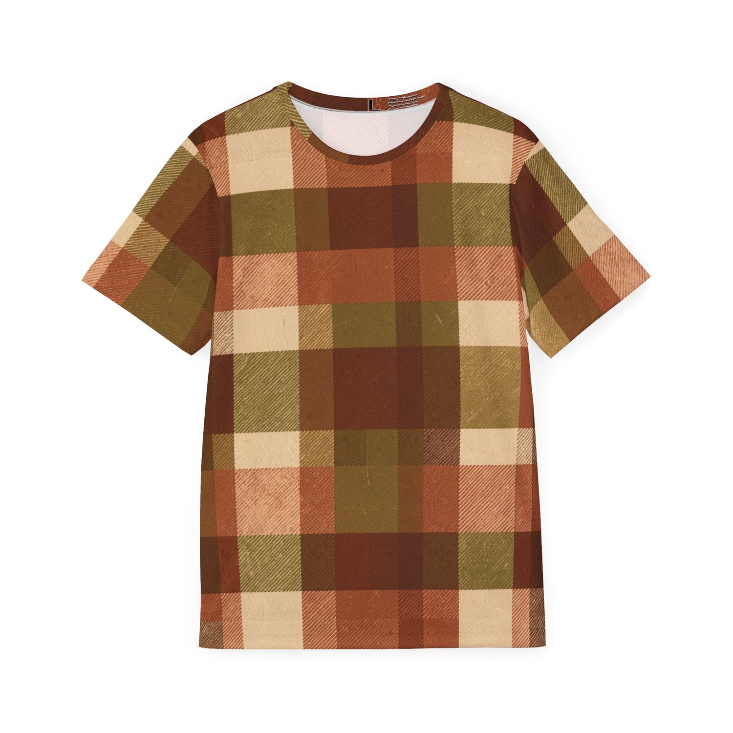 Plaid Sports Jersey — Autumn Brown Check AOP Tee
