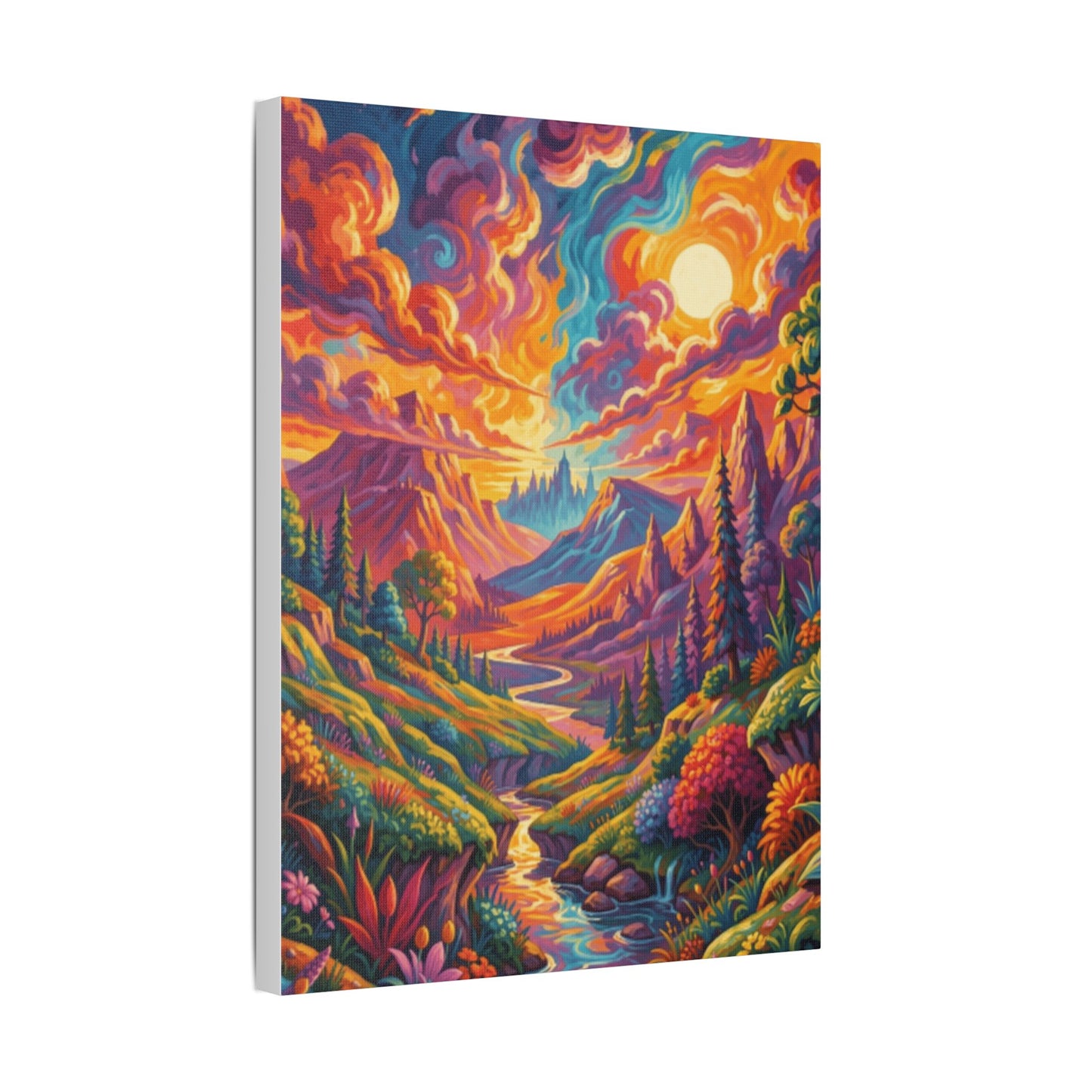 Surreal Abstract Colorful Landscape Satin Canvas (Stretched)