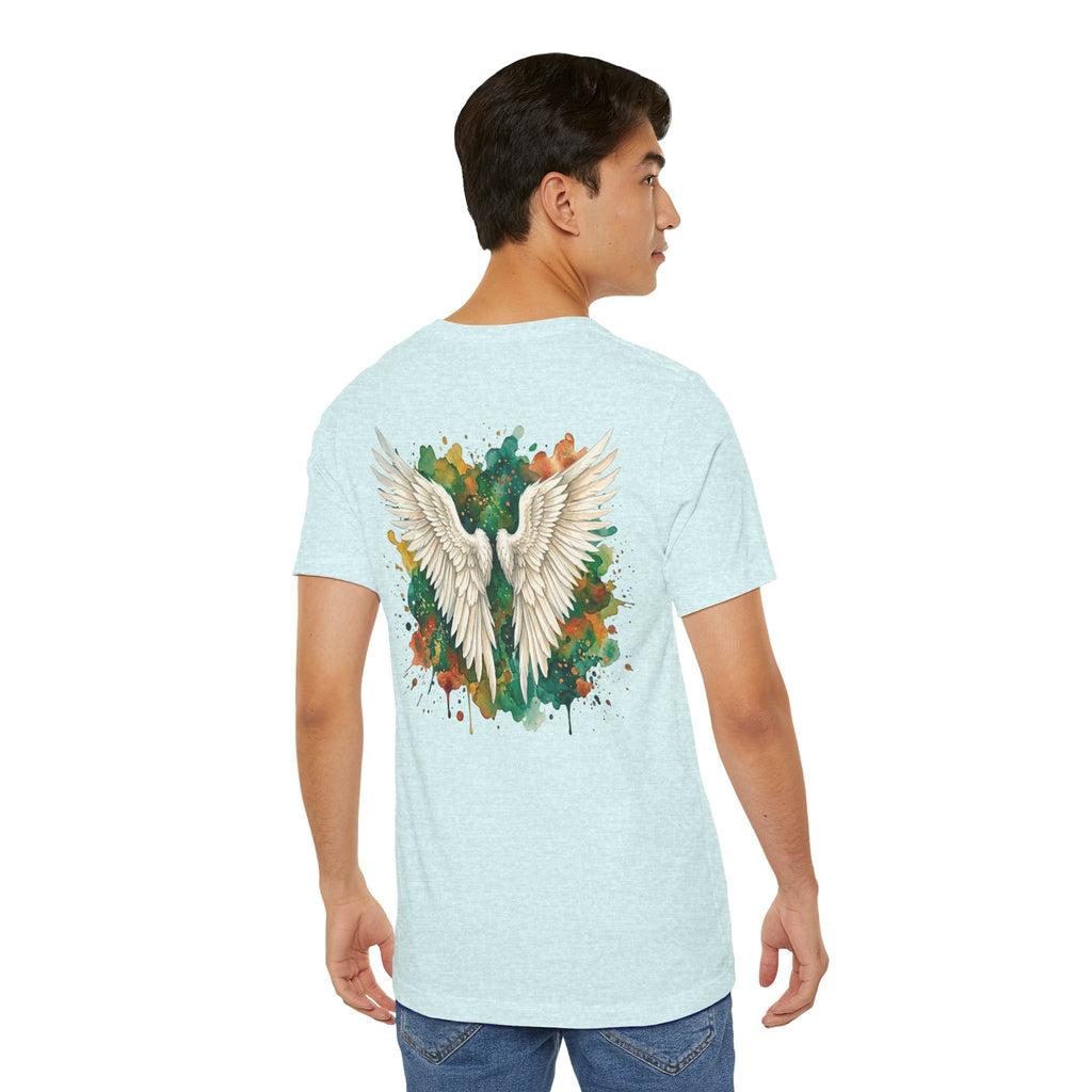 Angel Wings Watercolor Tee — Halo Front & Wing Back