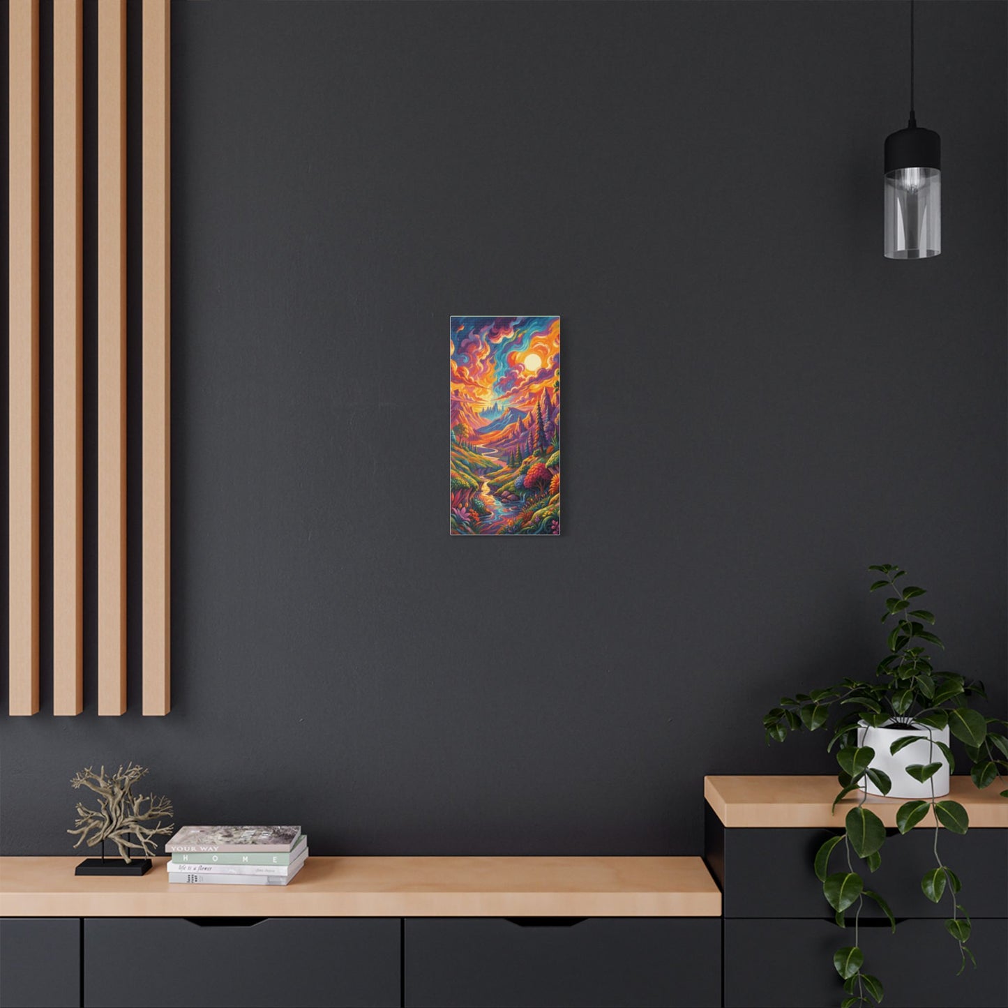 Surreal Abstract Colorful Landscape Satin Canvas (Stretched)
