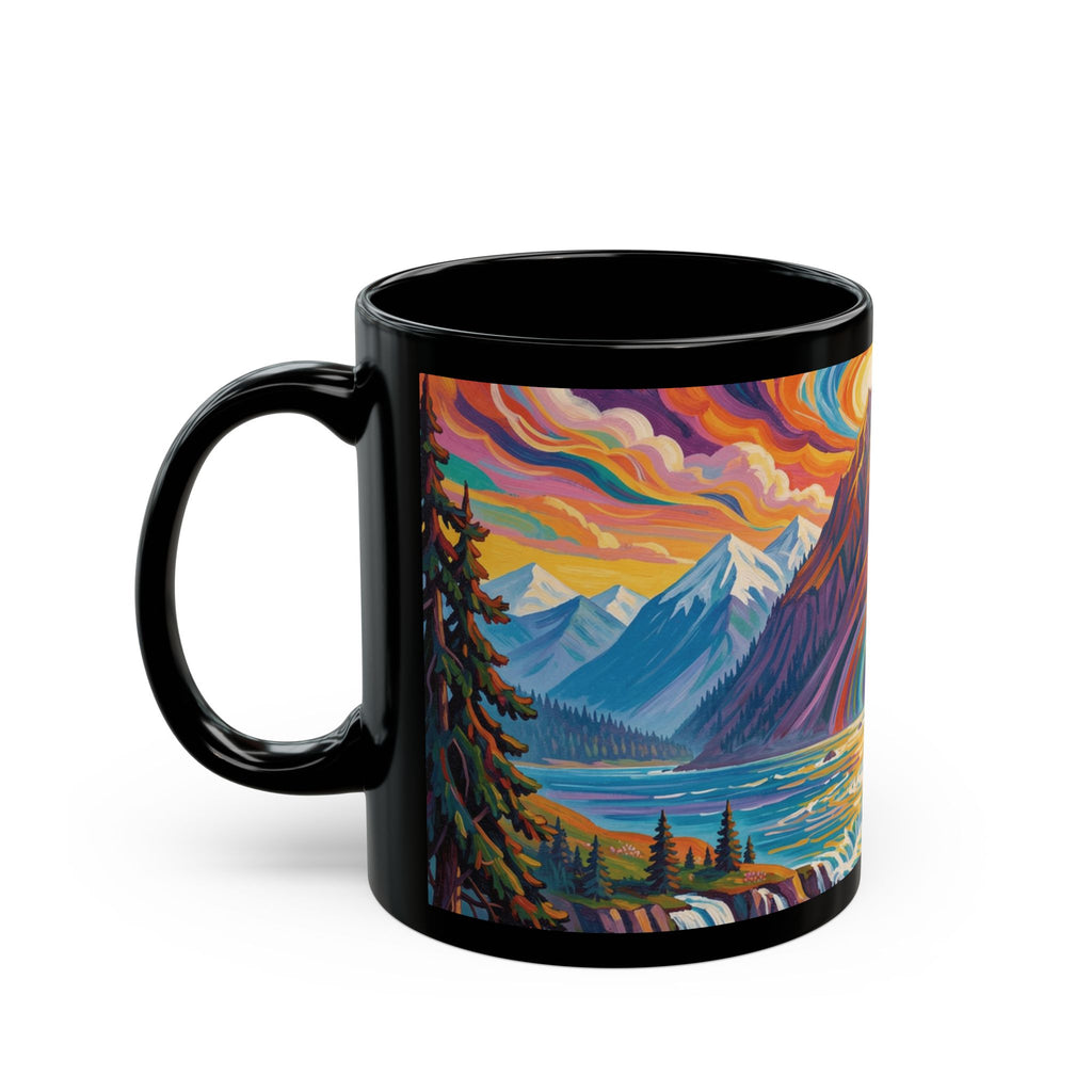 Pacific Northwest Abstract Mountain Scenery Mug | Bold PNW Art Ceramic Coffee