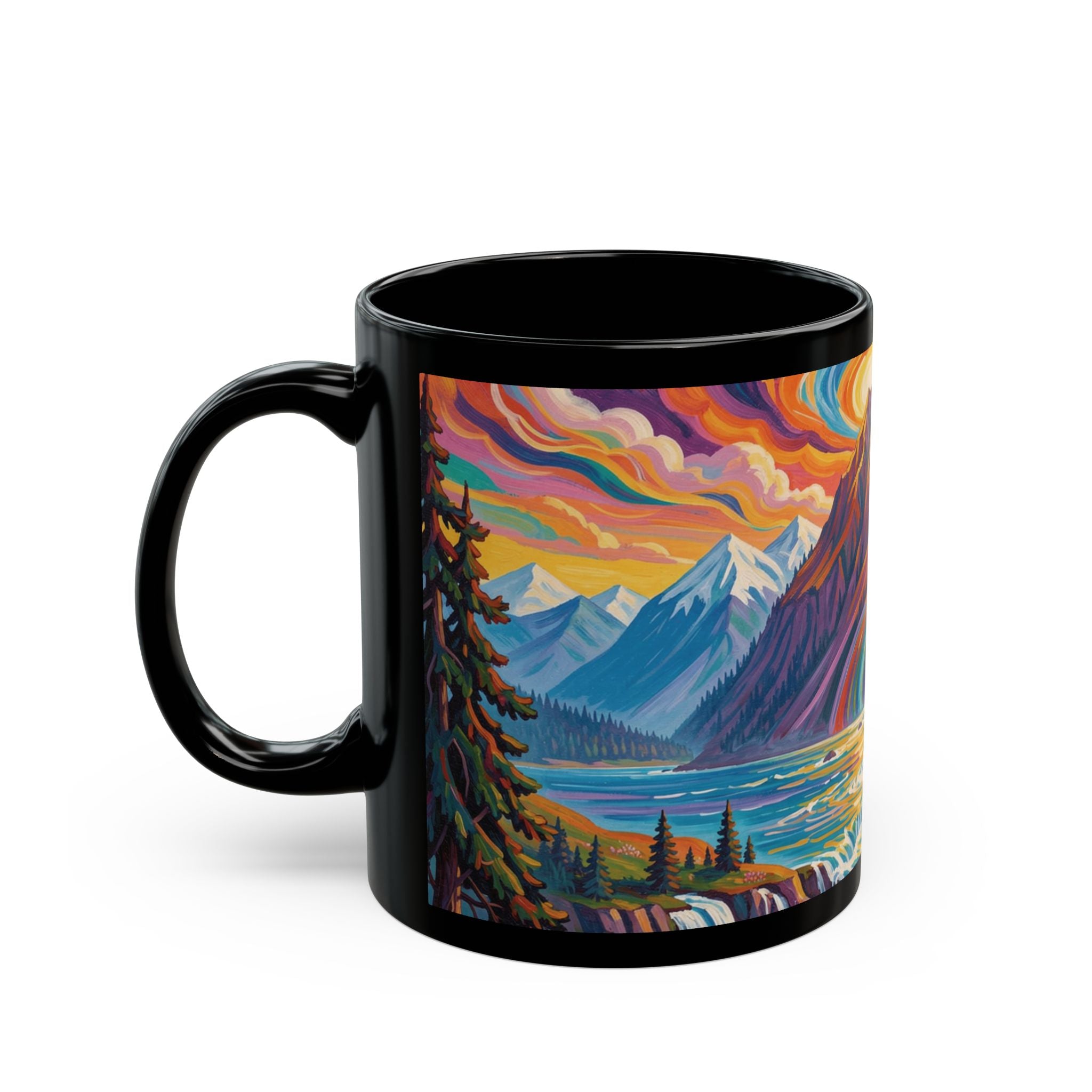 Pacific Northwest Abstract Mountain Scenery Mug | Bold PNW Art Ceramic Coffee