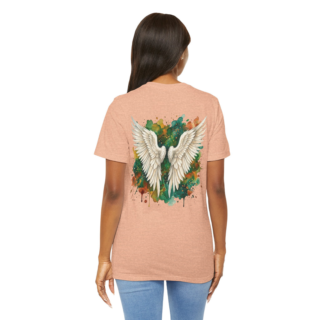 Angel Wings Watercolor Tee — Halo Front & Wing Back