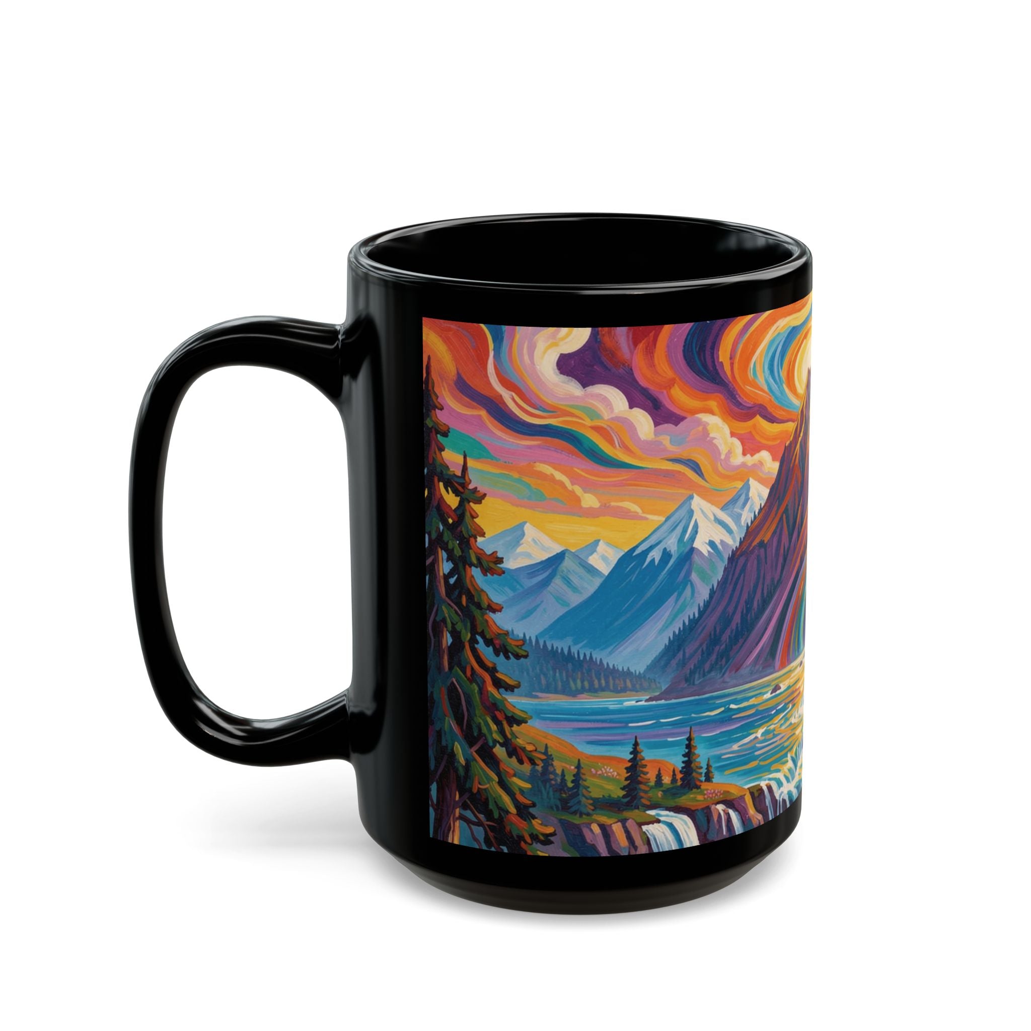 Pacific Northwest Abstract Mountain Scenery Mug | Bold PNW Art Ceramic Coffee