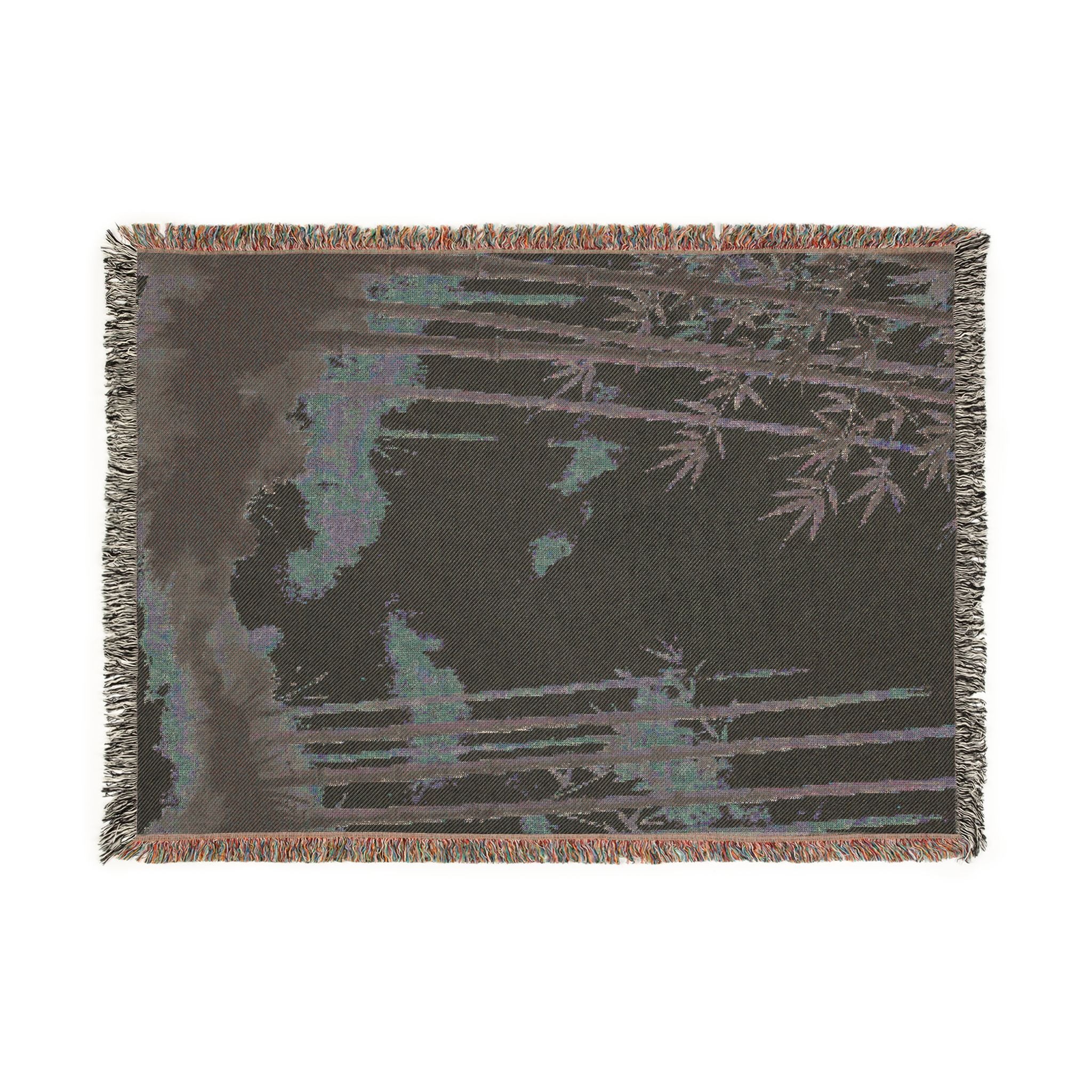 Bamboo Forest Woven Blanket | Nature Landscape Throw, Neutral Green