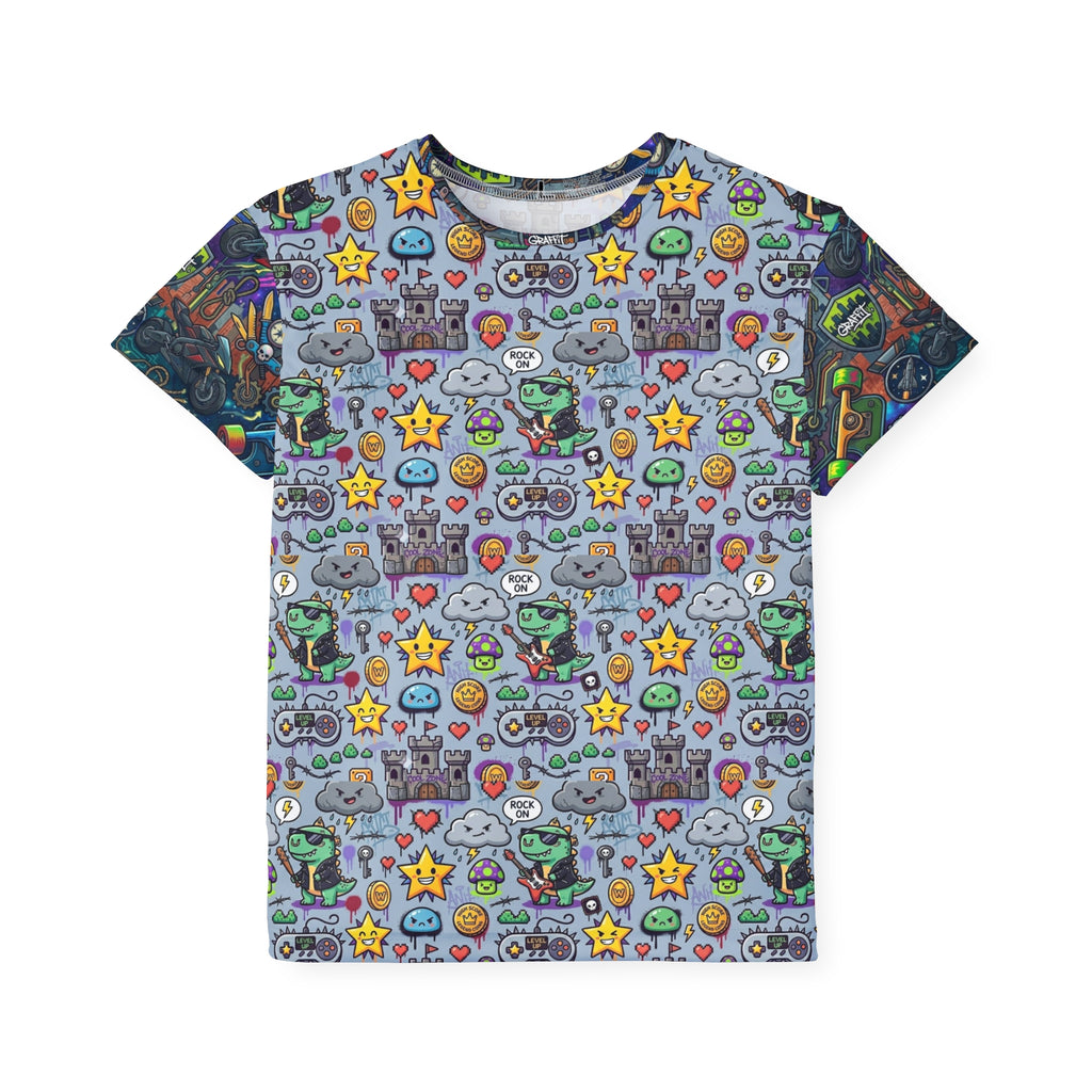 Kids Sports Jersey — Video Game Icons & Coins Graphic