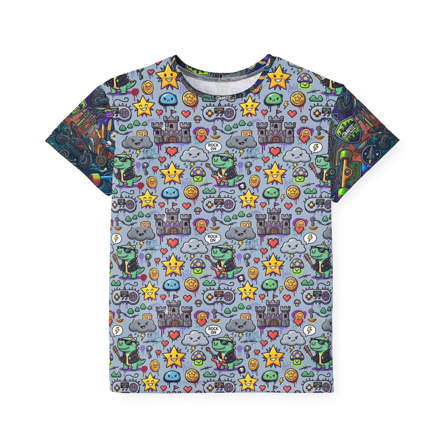Kids Sports Jersey — Video Game Icons & Coins Graphic