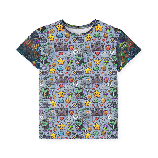 Kids Sports Jersey — Video Game Icons & Coins Graphic