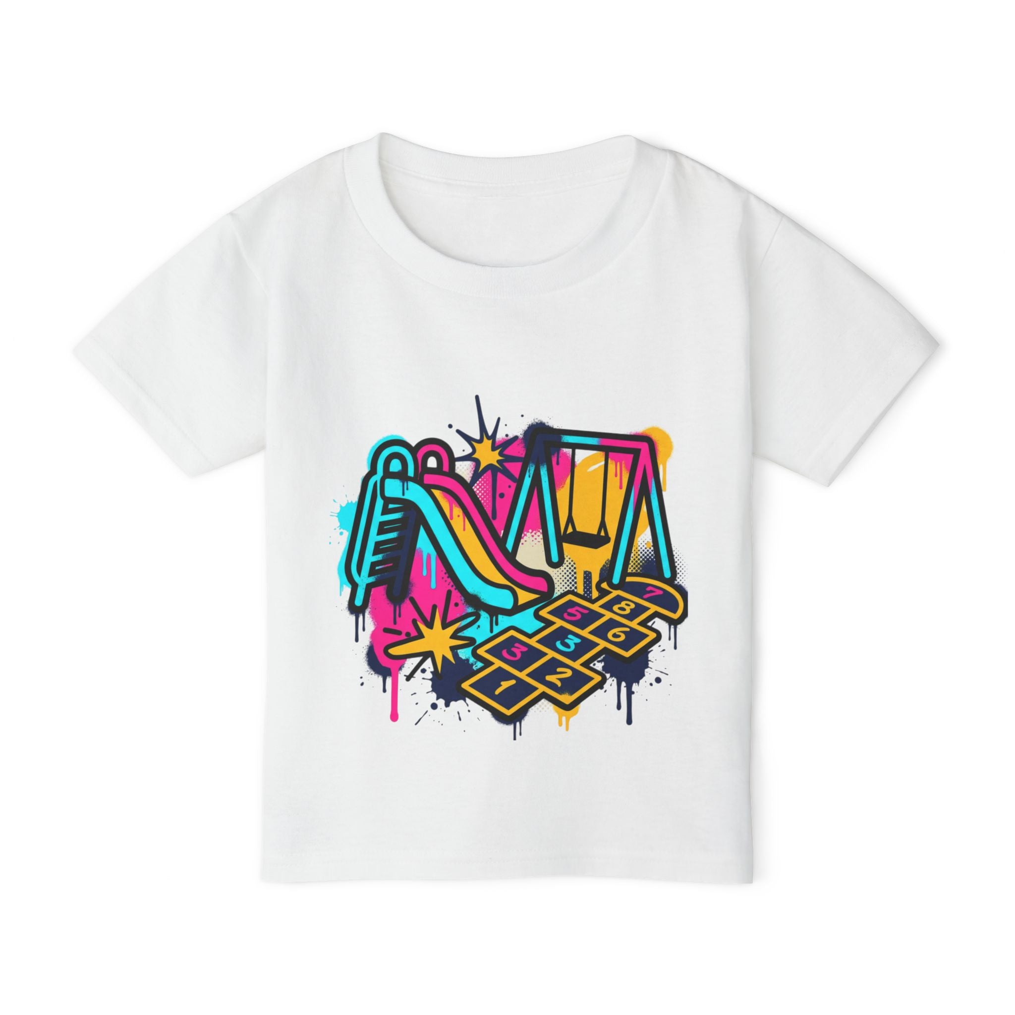 Kids Playground Graffiti T-Shirt — Colorful Playtime Tee