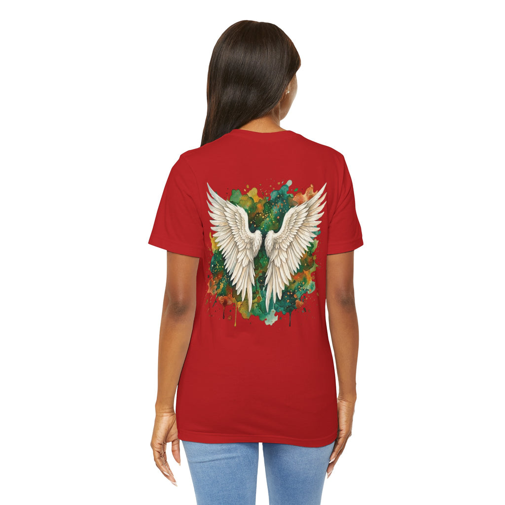 Angel Wings Watercolor Tee — Halo Front & Wing Back