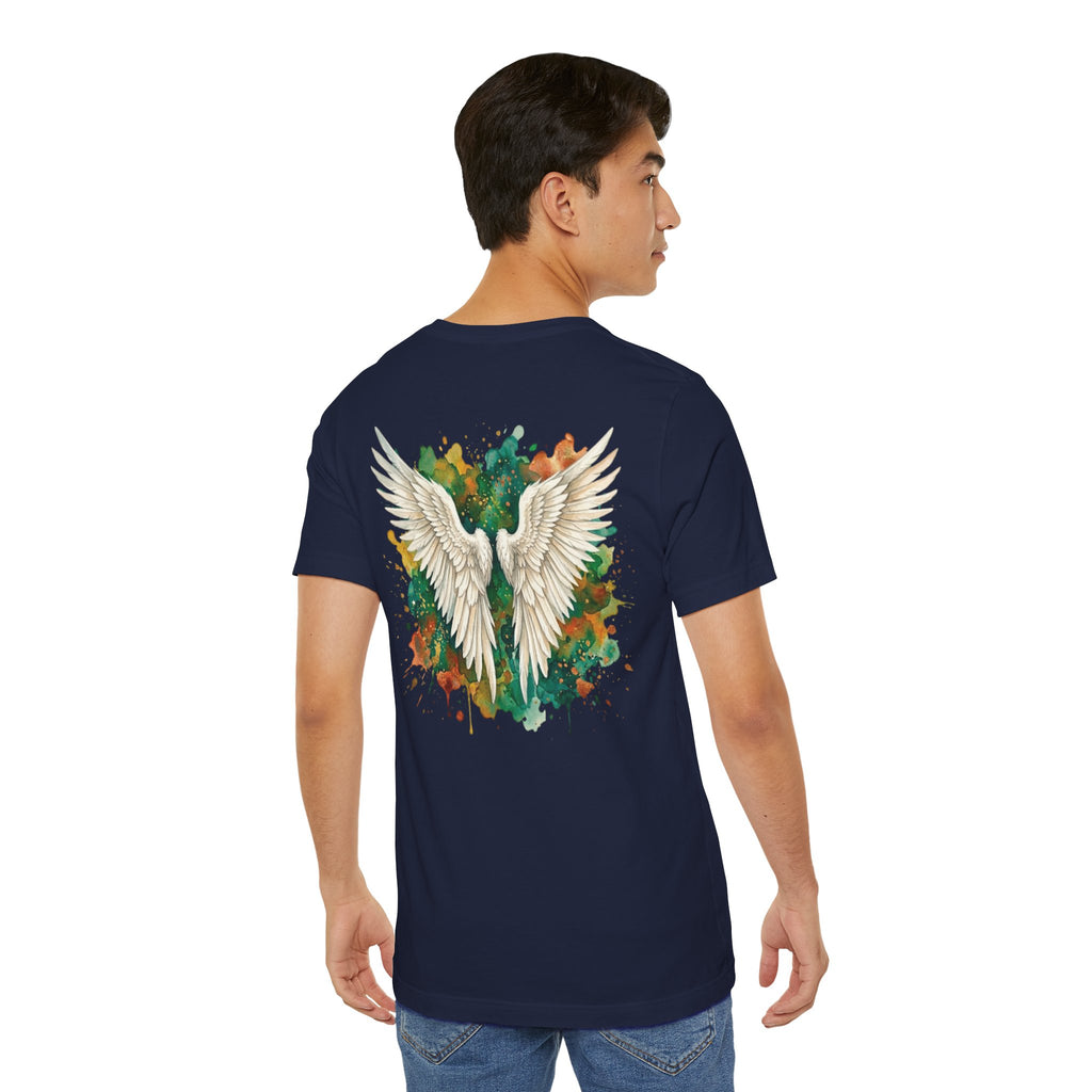 Angel Wings Watercolor Tee — Halo Front & Wing Back