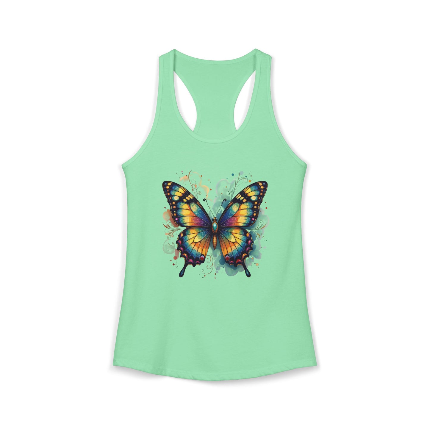 Watercolor Butterfly Racerback Tank | Vibrant Summer Butterfly Splash