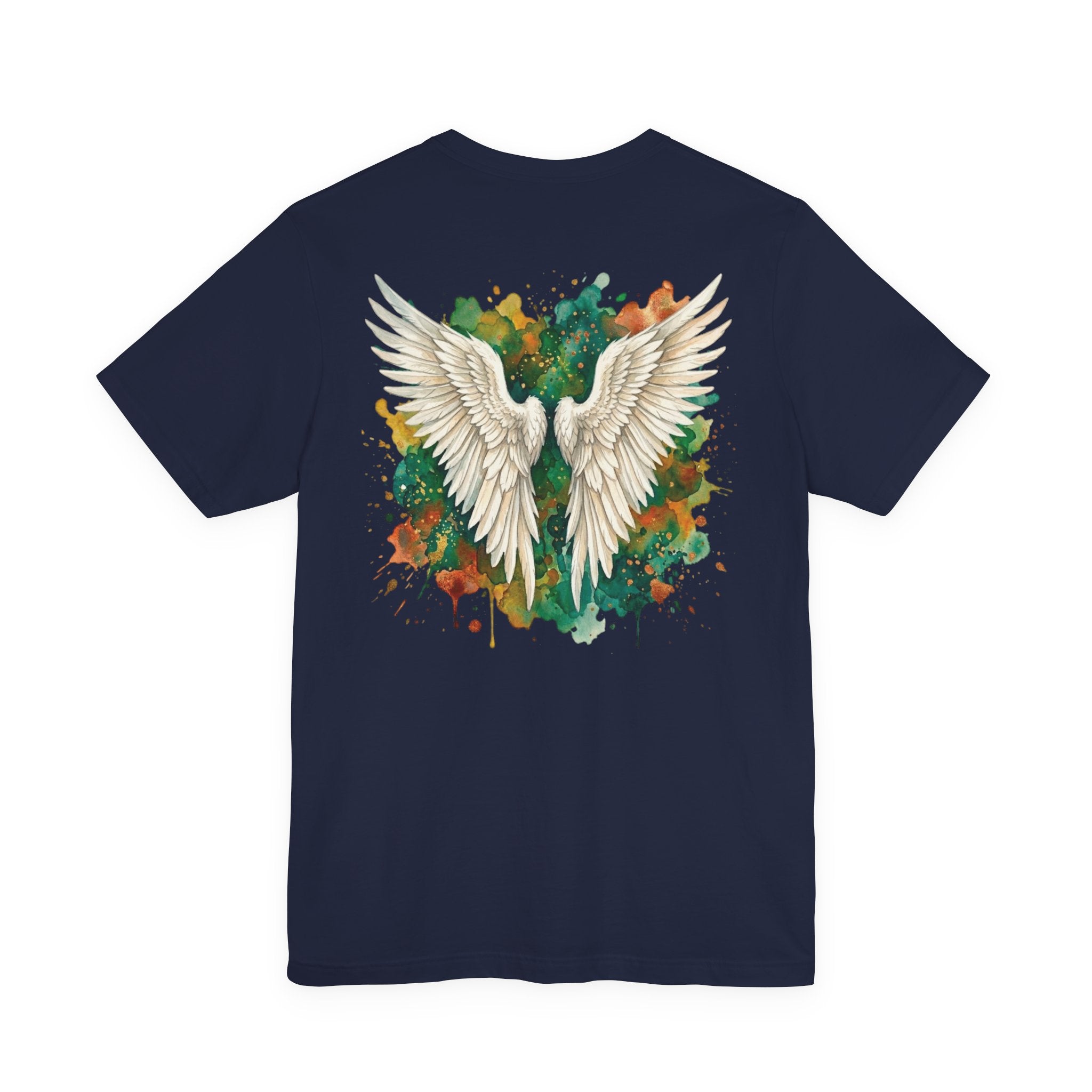 Angel Wings Watercolor Tee — Halo Front & Wing Back