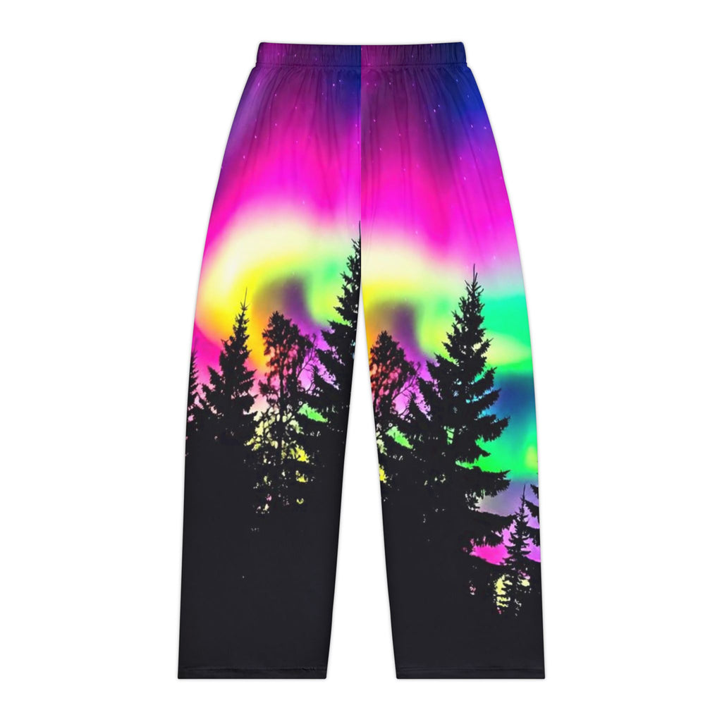 Northern Lights Women's Pajama Pants — Cozy Aurora Tree-Line PJ Bottoms