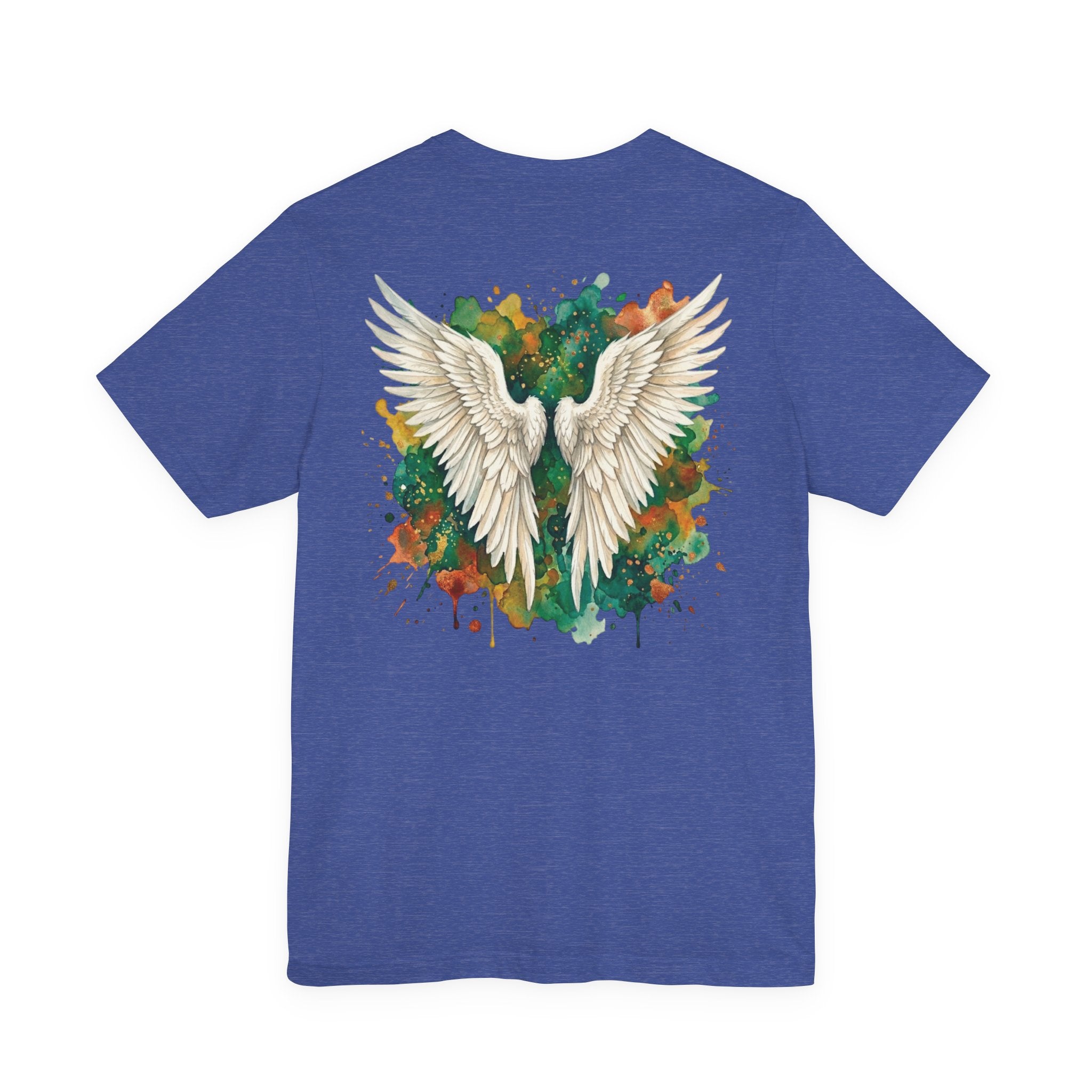 Angel Wings Watercolor Tee — Halo Front & Wing Back