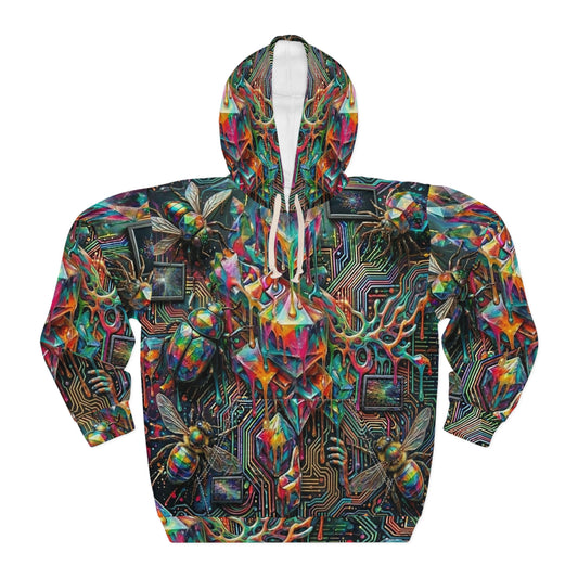 Cyber-Psychedelic Maximalist Pullover Hoodie