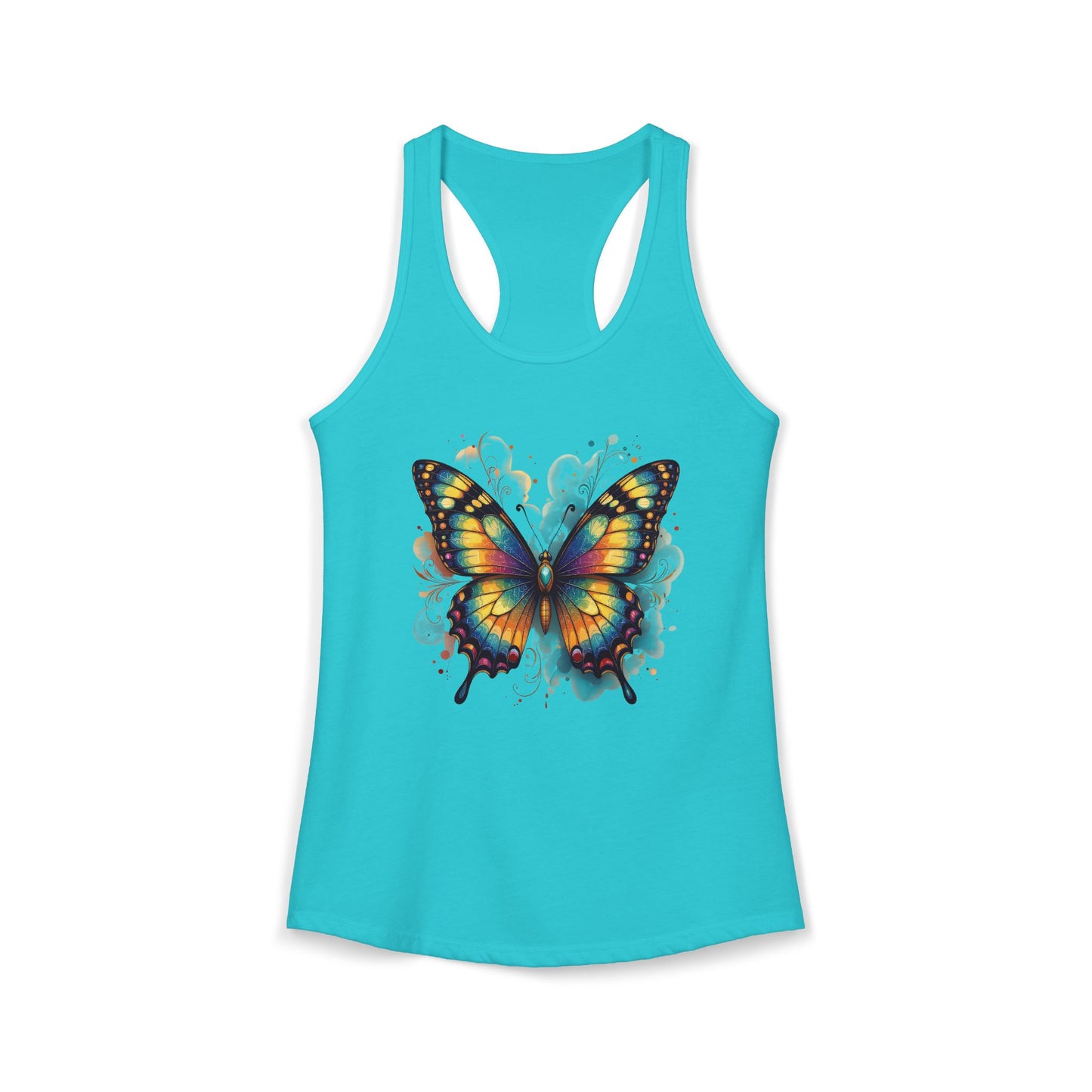 Watercolor Butterfly Racerback Tank | Vibrant Summer Butterfly Splash