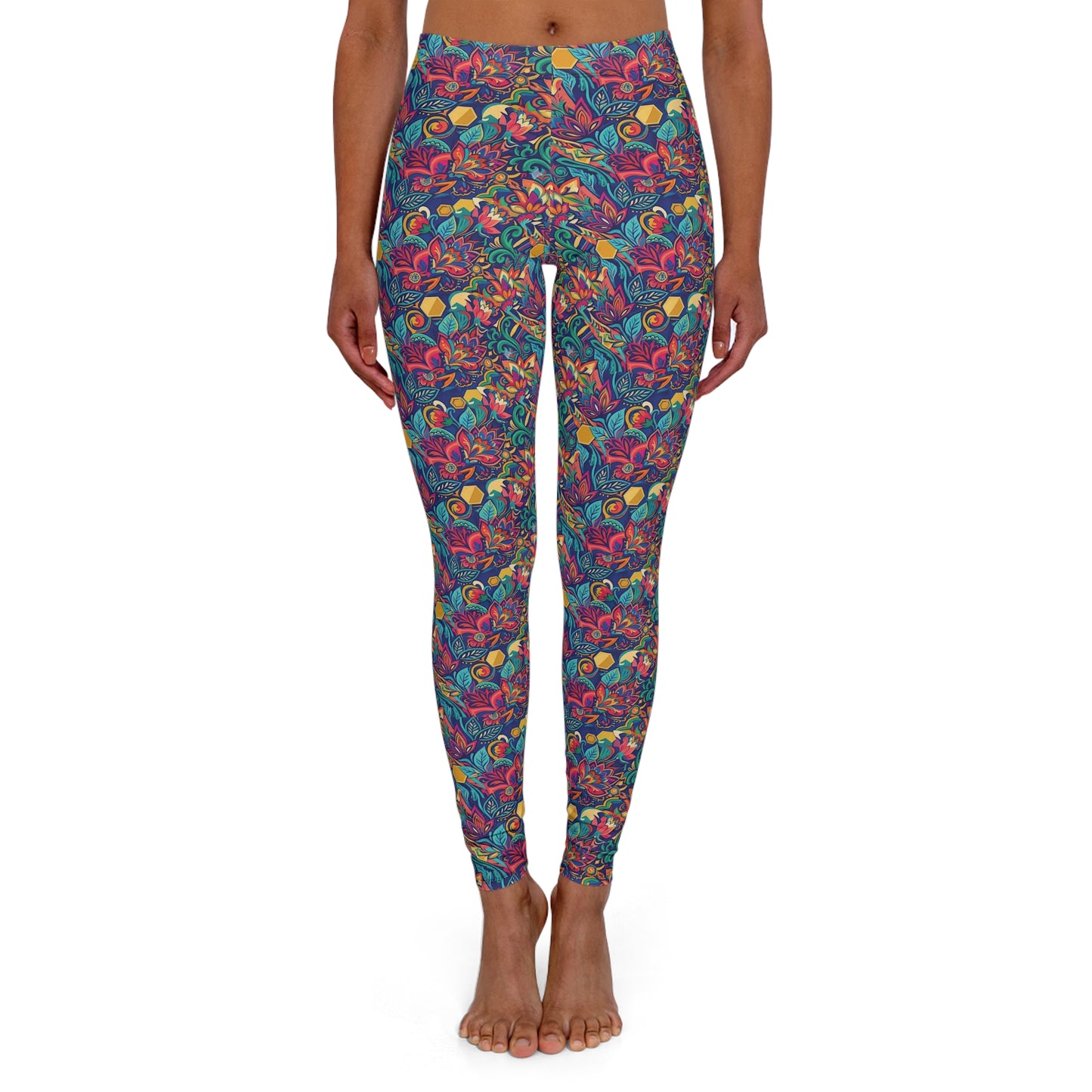 Colorful Fun Women's Leggings — Bright Contrast Spandex AOP
