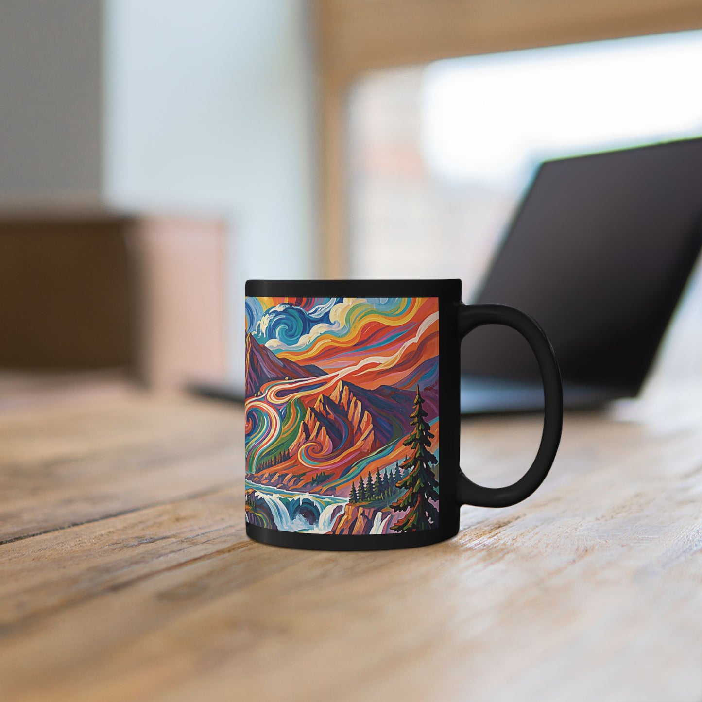 Pacific Northwest Abstract Mountain Scenery Mug | Bold PNW Art Ceramic Coffee