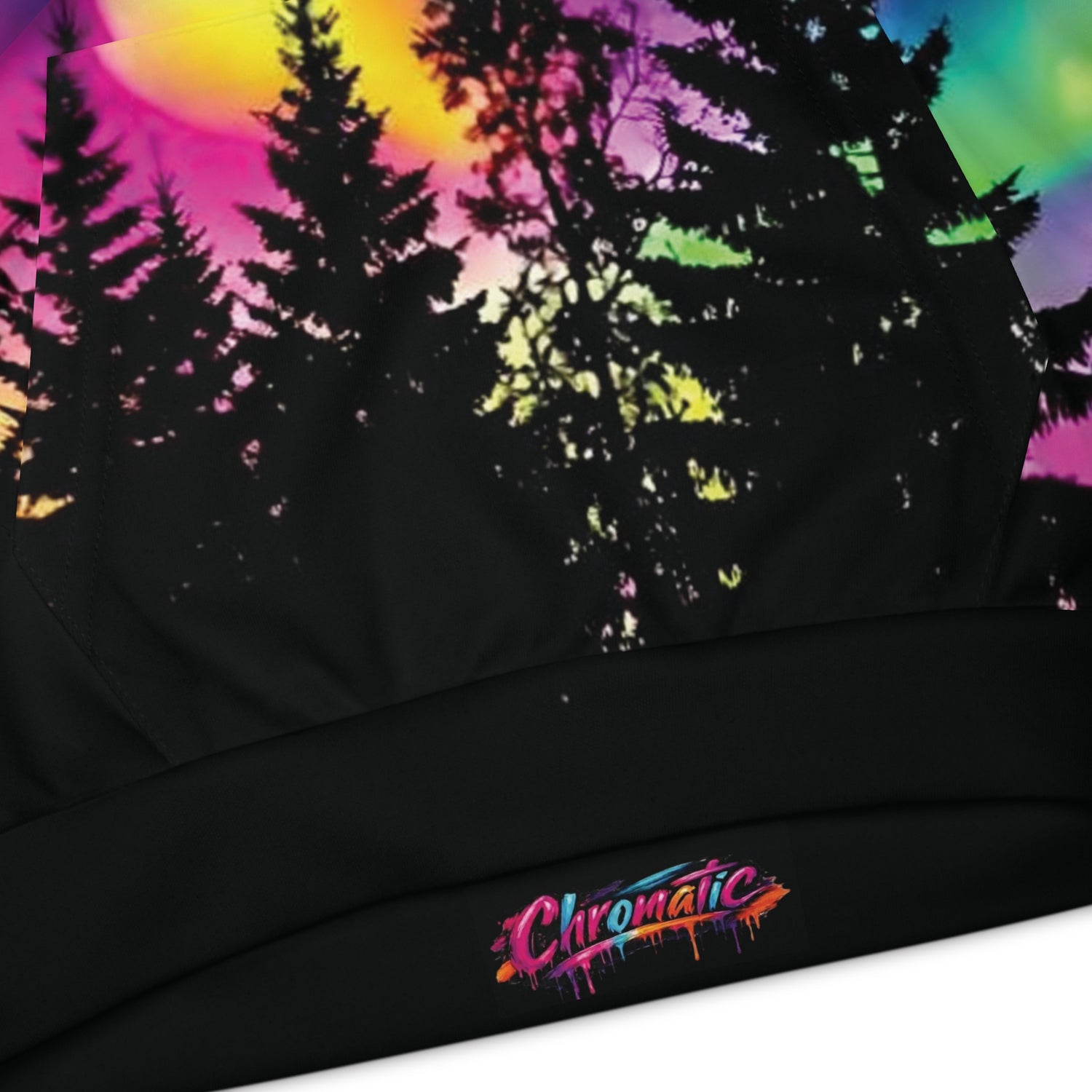 Aurora Neon Moon Children's Hoodie — Bright Night Sky Over Tree Line