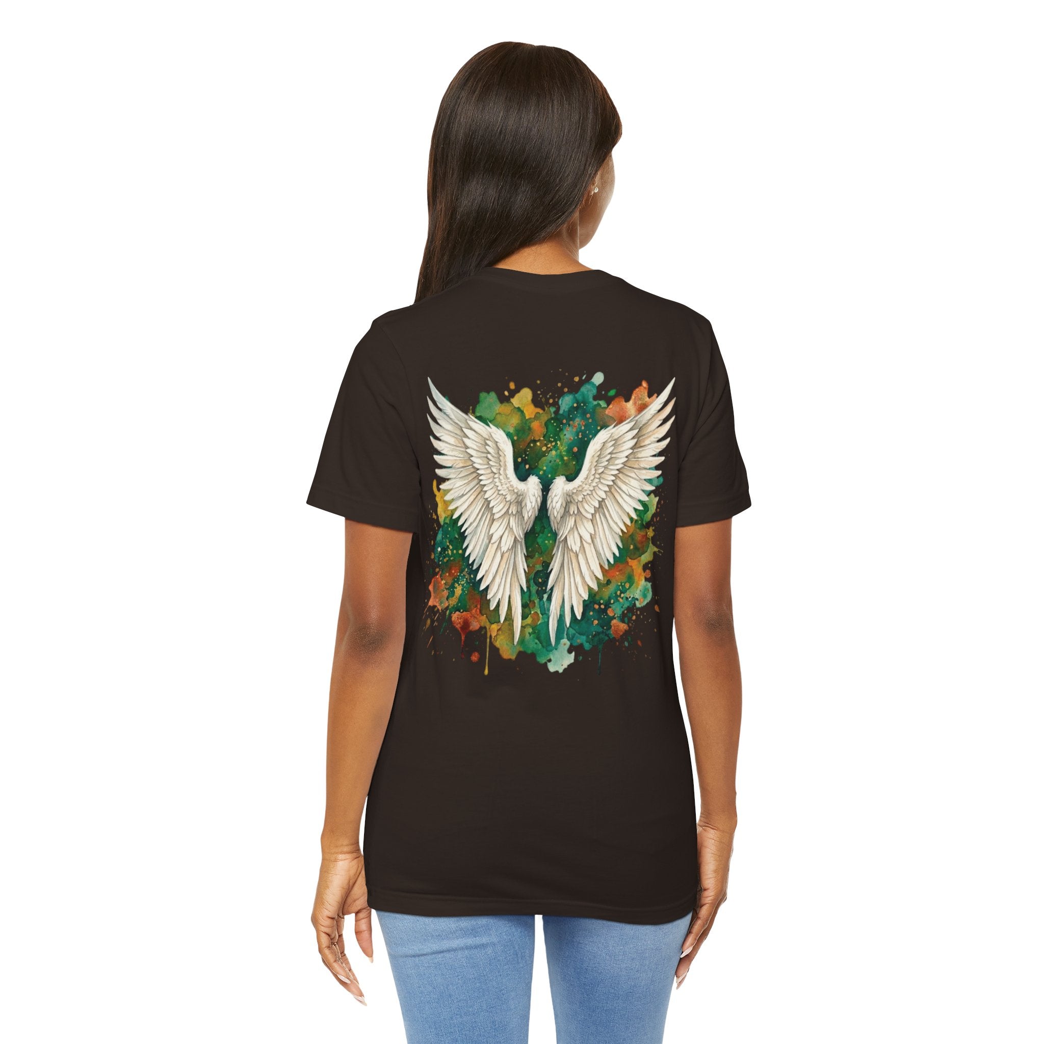 Angel Wings Watercolor Tee — Halo Front & Wing Back