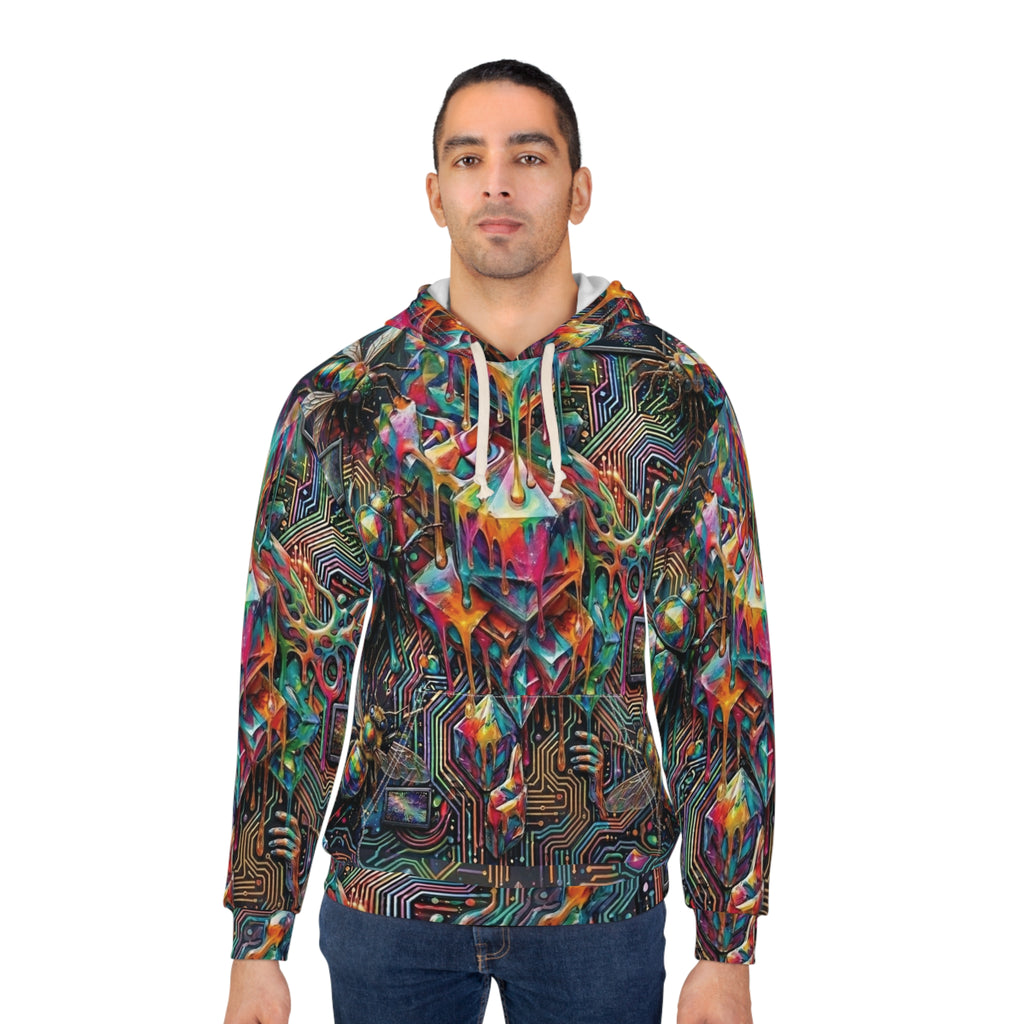 Cyber-Psychedelic Maximalist Pullover Hoodie
