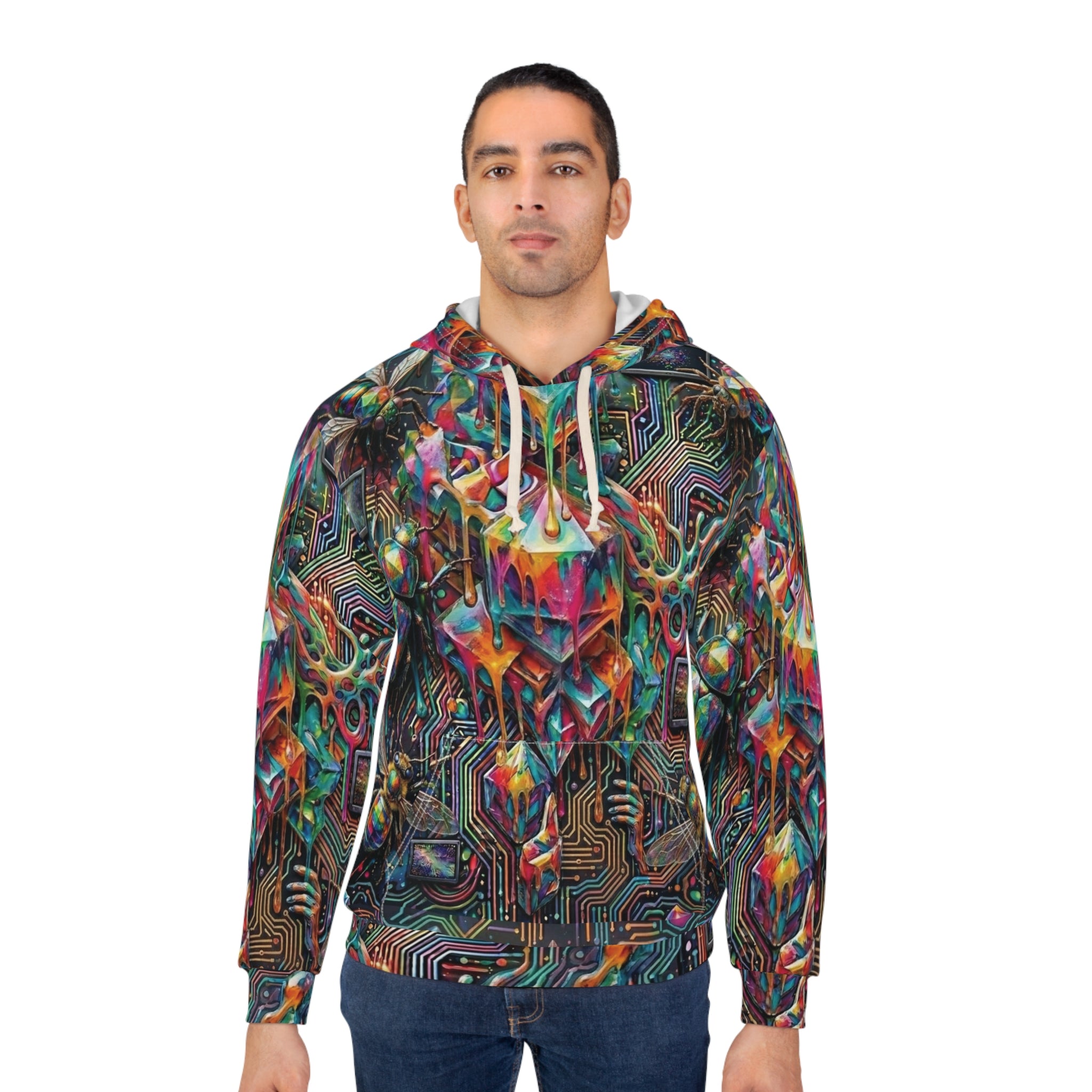 Cyber-Psychedelic Maximalist Pullover Hoodie