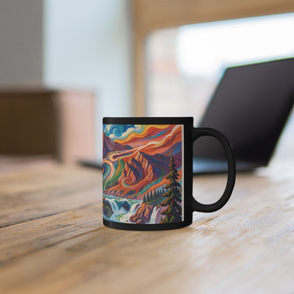 Pacific Northwest Abstract Mountain Scenery Mug | Bold PNW Art Ceramic Coffee