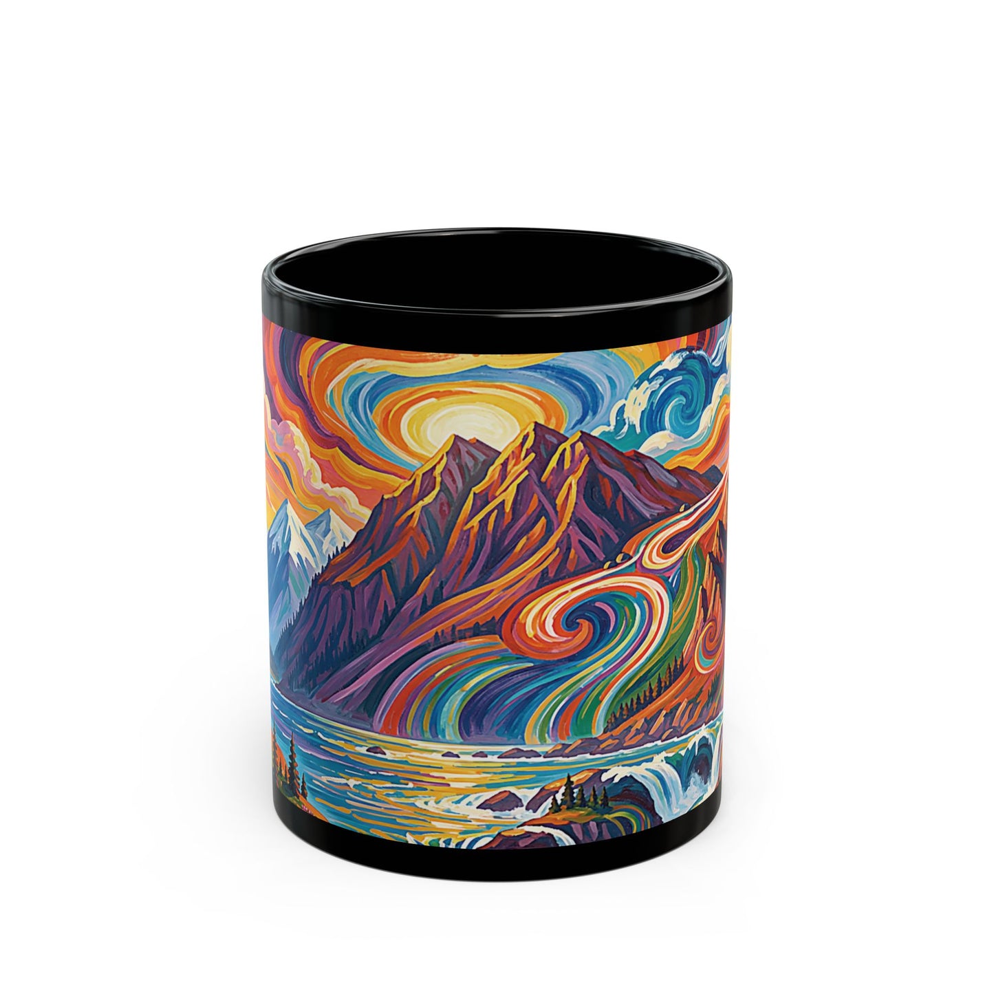 Pacific Northwest Abstract Mountain Scenery Mug | Bold PNW Art Ceramic Coffee