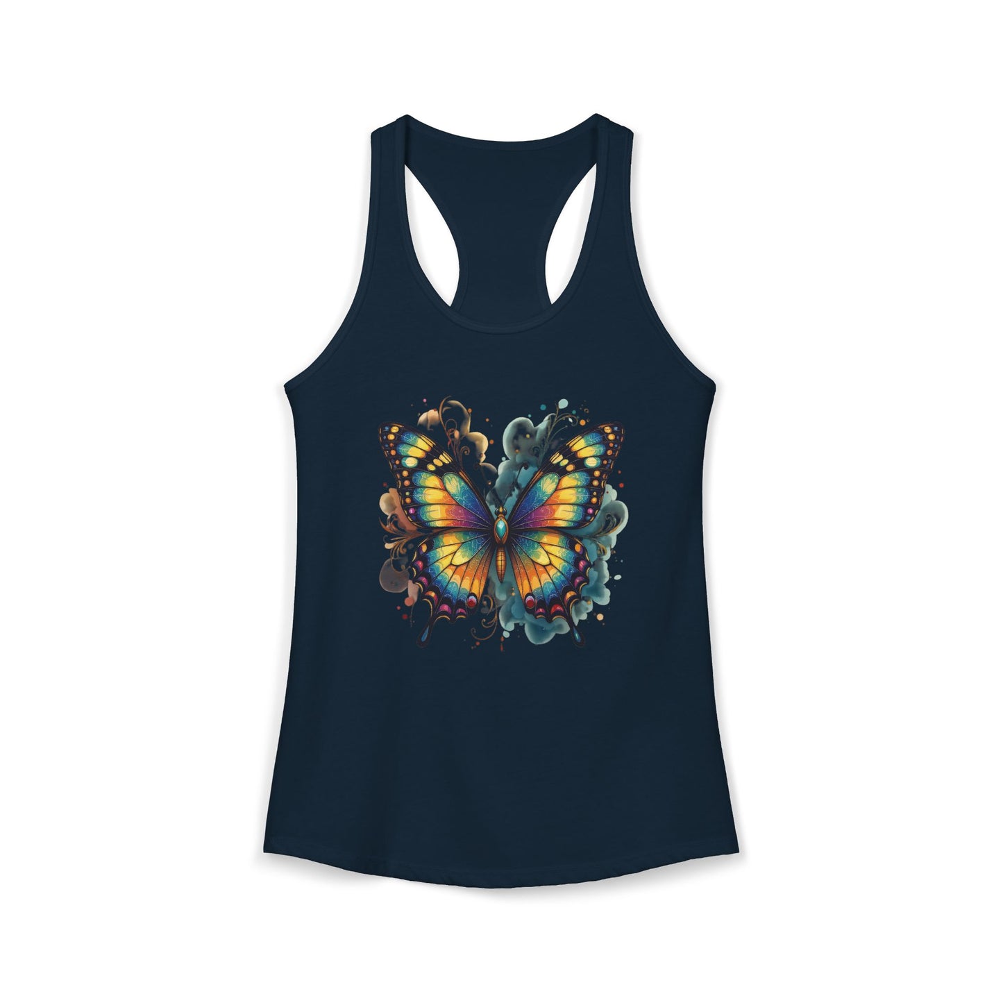 Watercolor Butterfly Racerback Tank | Vibrant Summer Butterfly Splash