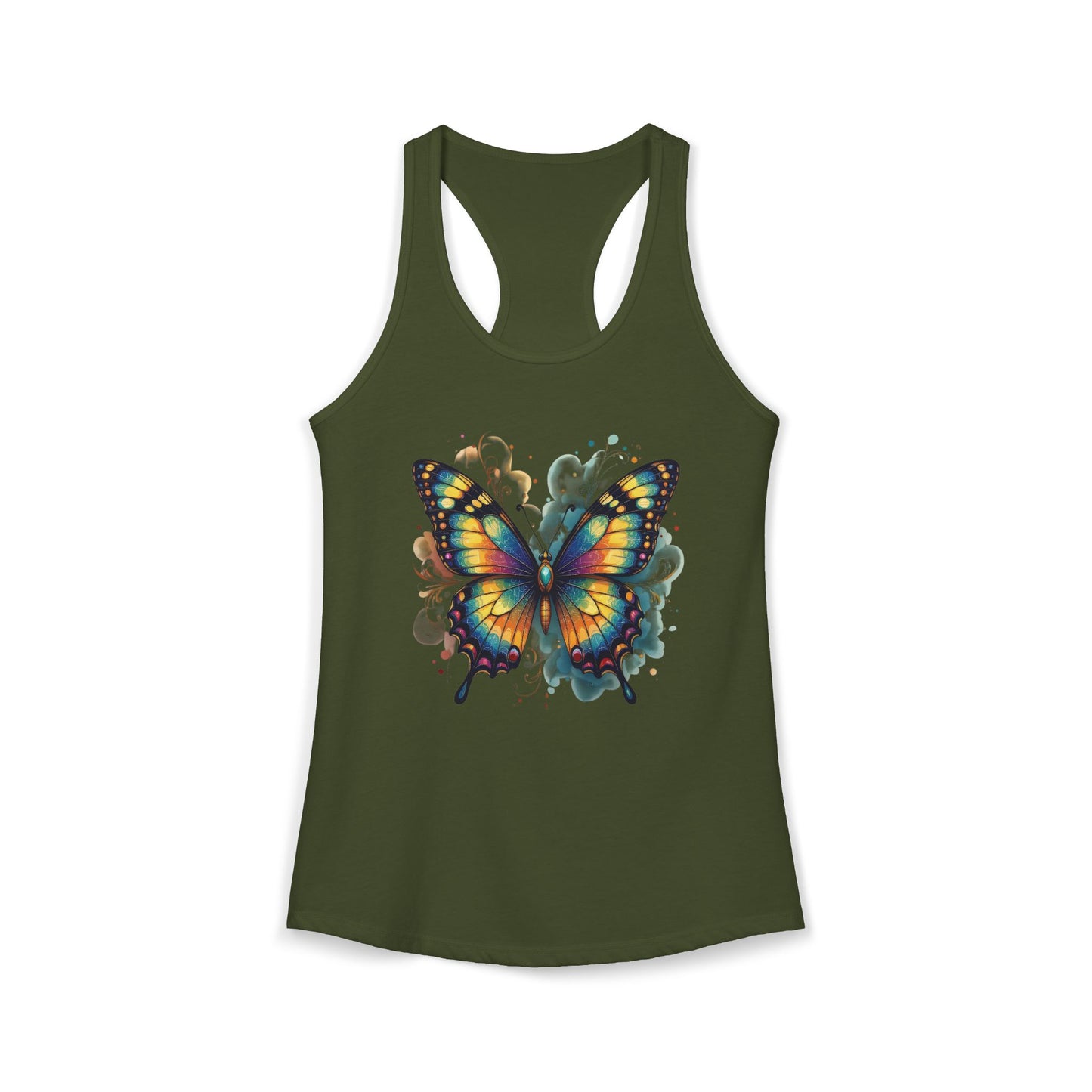 Watercolor Butterfly Racerback Tank | Vibrant Summer Butterfly Splash