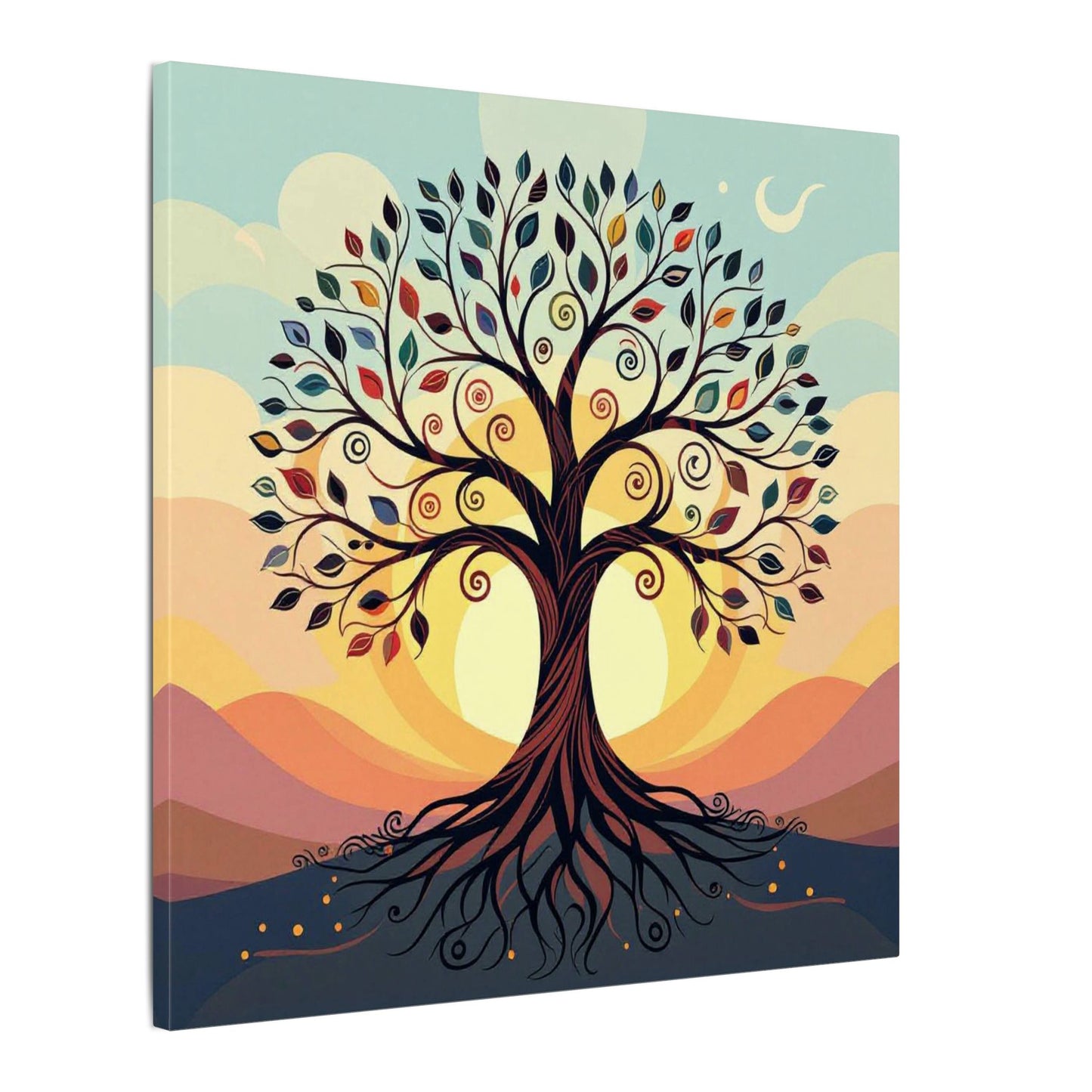 Boho Tree of Life Matte Canvas Print — Vibrant Stretched Wall Art