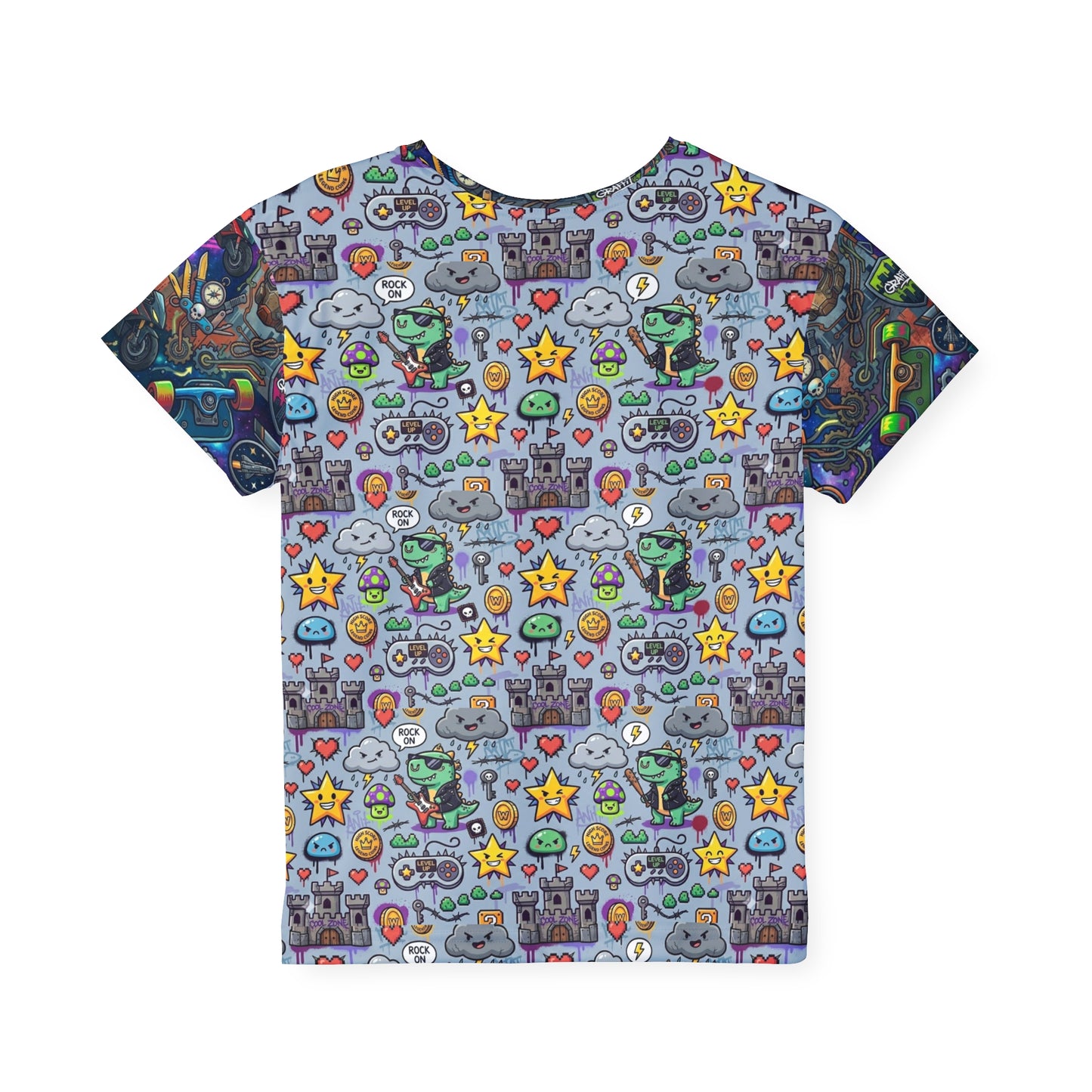 Kids Sports Jersey — Video Game Icons & Coins Graphic