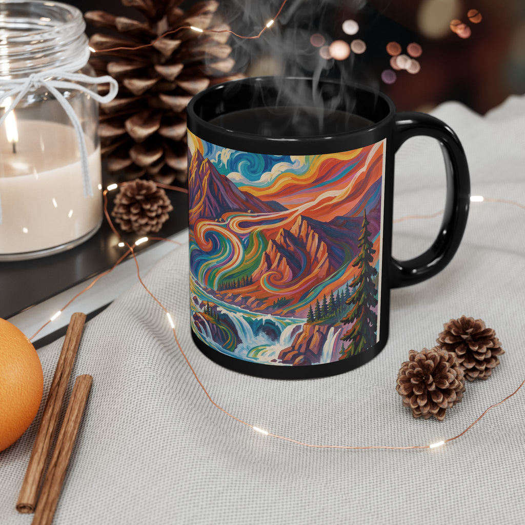 Pacific Northwest Abstract Mountain Scenery Mug | Bold PNW Art Ceramic Coffee